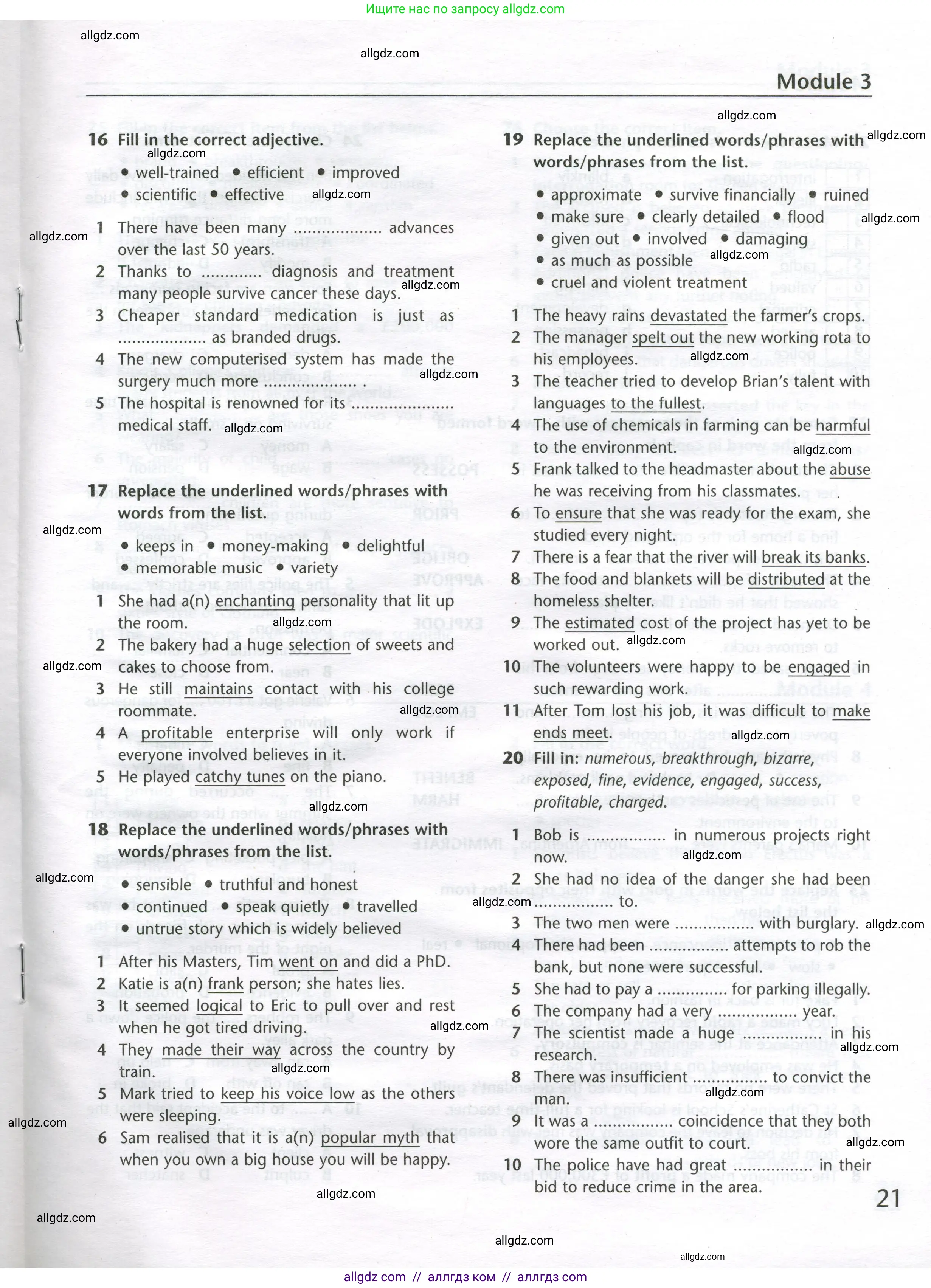 Английский язык (english), 11 класс Лексический практикум (vocabulary practice), авторы: Баранова Ксения Михайловна (Baranova Ksenia), Дули Дженни (Dooley Jenny), Копылова Виктория Викторовна (Kopylova Victoria), Мильруд Радислав Петрович (Millrood Radislav), Эванс Вирджиния (Evans Virginia), издательство Просвещение, Москва, 2019, серого цвета, страница 21