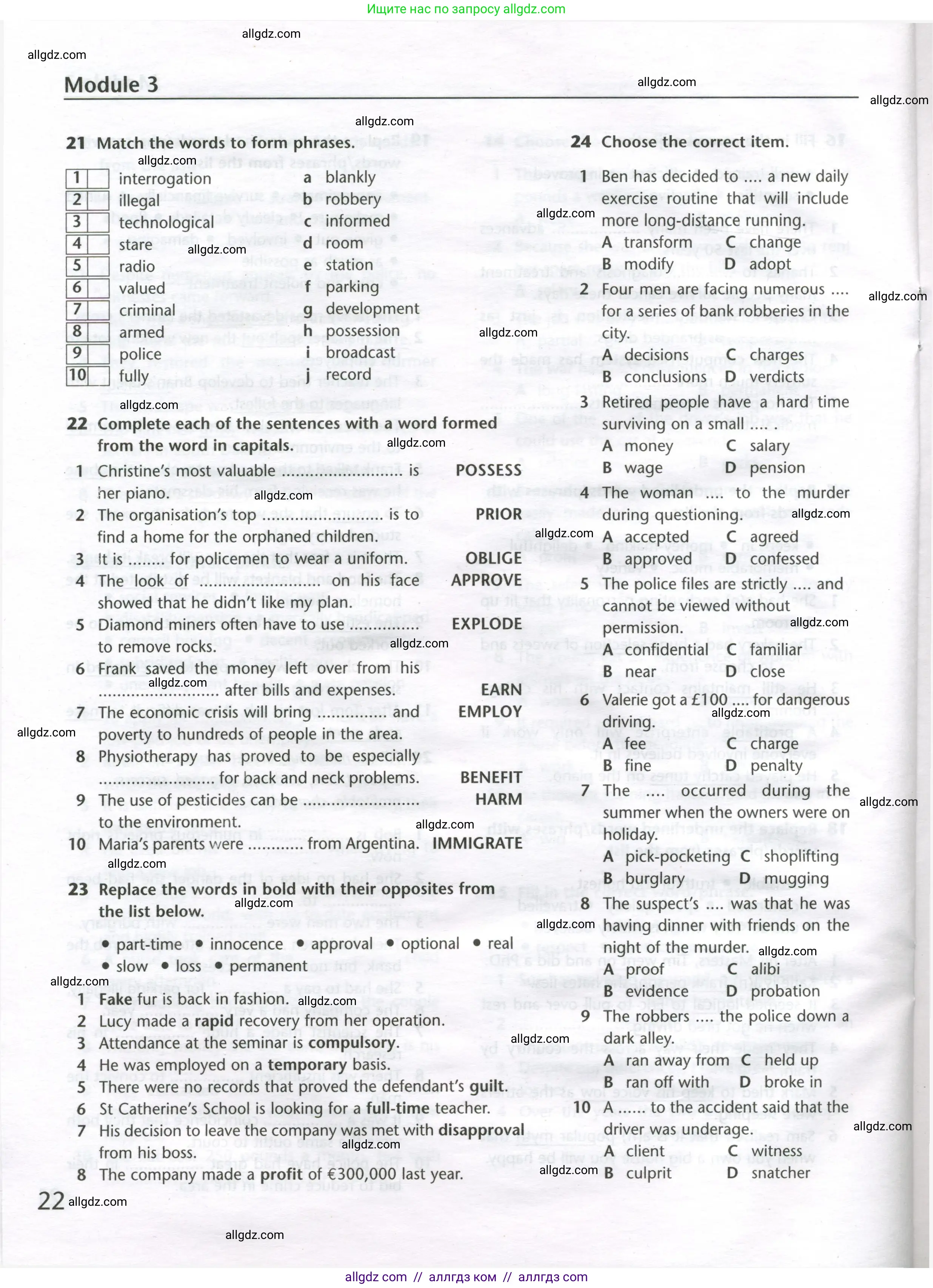 Английский язык (english), 11 класс Лексический практикум (vocabulary practice), авторы: Баранова Ксения Михайловна (Baranova Ksenia), Дули Дженни (Dooley Jenny), Копылова Виктория Викторовна (Kopylova Victoria), Мильруд Радислав Петрович (Millrood Radislav), Эванс Вирджиния (Evans Virginia), издательство Просвещение, Москва, 2019, серого цвета, страница 22