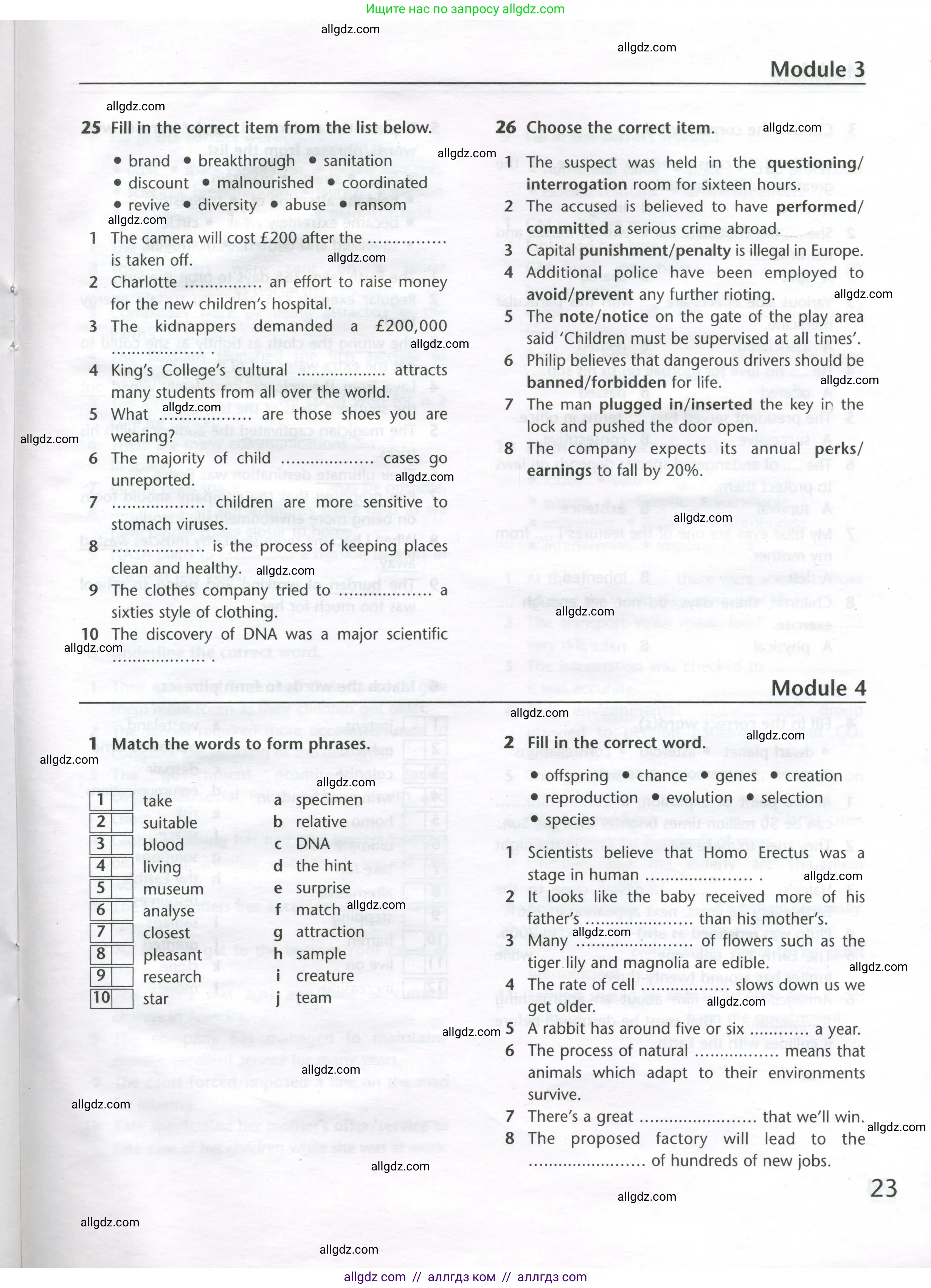 Английский язык (english), 11 класс Лексический практикум (vocabulary practice), авторы: Баранова Ксения Михайловна (Baranova Ksenia), Дули Дженни (Dooley Jenny), Копылова Виктория Викторовна (Kopylova Victoria), Мильруд Радислав Петрович (Millrood Radislav), Эванс Вирджиния (Evans Virginia), издательство Просвещение, Москва, 2019, серого цвета, страница 23