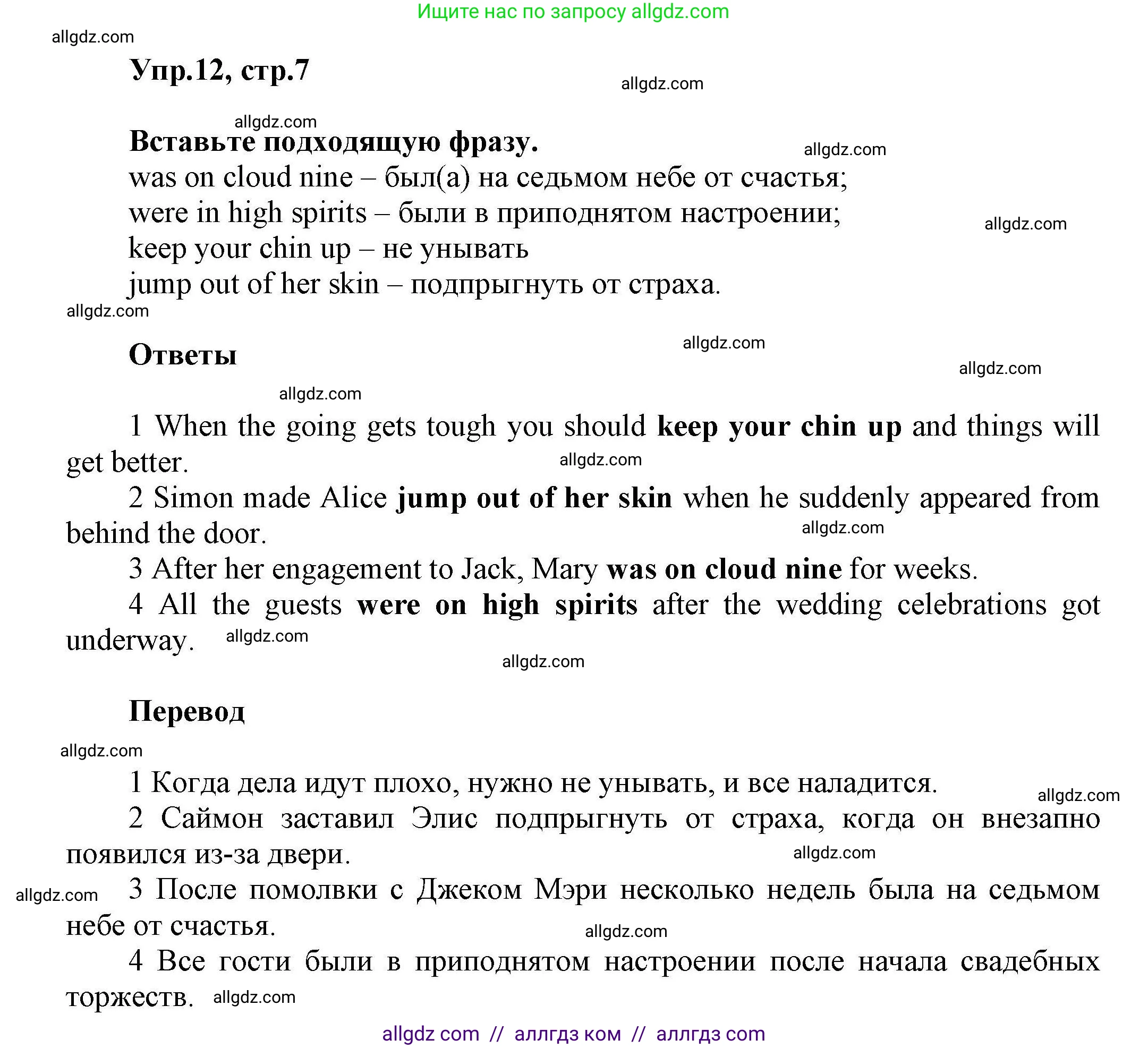 Английский язык (english), 11 класс Лексический практикум (vocabulary practice), авторы: Баранова Ксения Михайловна (Baranova Ksenia), Дули Дженни (Dooley Jenny), Копылова Виктория Викторовна (Kopylova Victoria), Мильруд Радислав Петрович (Millrood Radislav), Эванс Вирджиния (Evans Virginia), издательство Просвещение, Москва, 2019, серого цвета, страница 7, номер 12, Решение 1