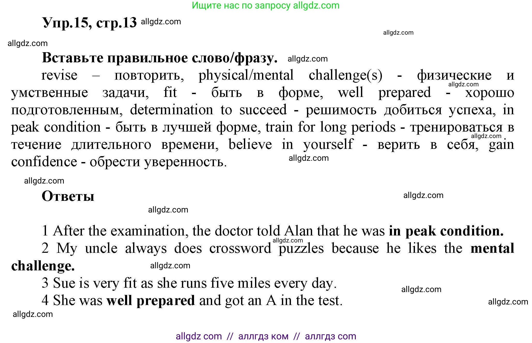 Английский язык (english), 11 класс Лексический практикум (vocabulary practice), авторы: Баранова Ксения Михайловна (Baranova Ksenia), Дули Дженни (Dooley Jenny), Копылова Виктория Викторовна (Kopylova Victoria), Мильруд Радислав Петрович (Millrood Radislav), Эванс Вирджиния (Evans Virginia), издательство Просвещение, Москва, 2019, серого цвета, страница 13, номер 15, Решение 1