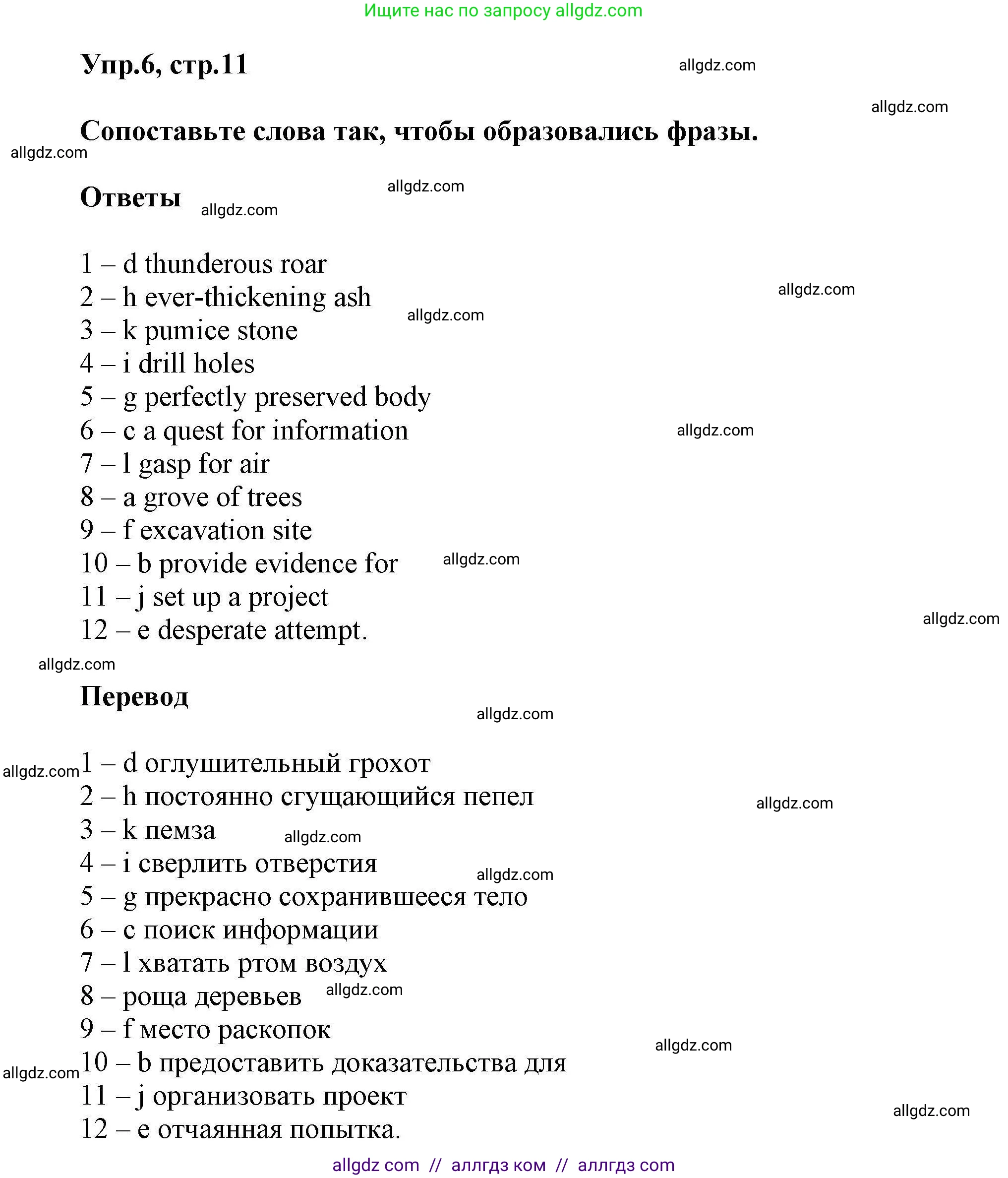 Английский язык (english), 11 класс Лексический практикум (vocabulary practice), авторы: Баранова Ксения Михайловна (Baranova Ksenia), Дули Дженни (Dooley Jenny), Копылова Виктория Викторовна (Kopylova Victoria), Мильруд Радислав Петрович (Millrood Radislav), Эванс Вирджиния (Evans Virginia), издательство Просвещение, Москва, 2019, серого цвета, страница 11, номер 6, Решение 1