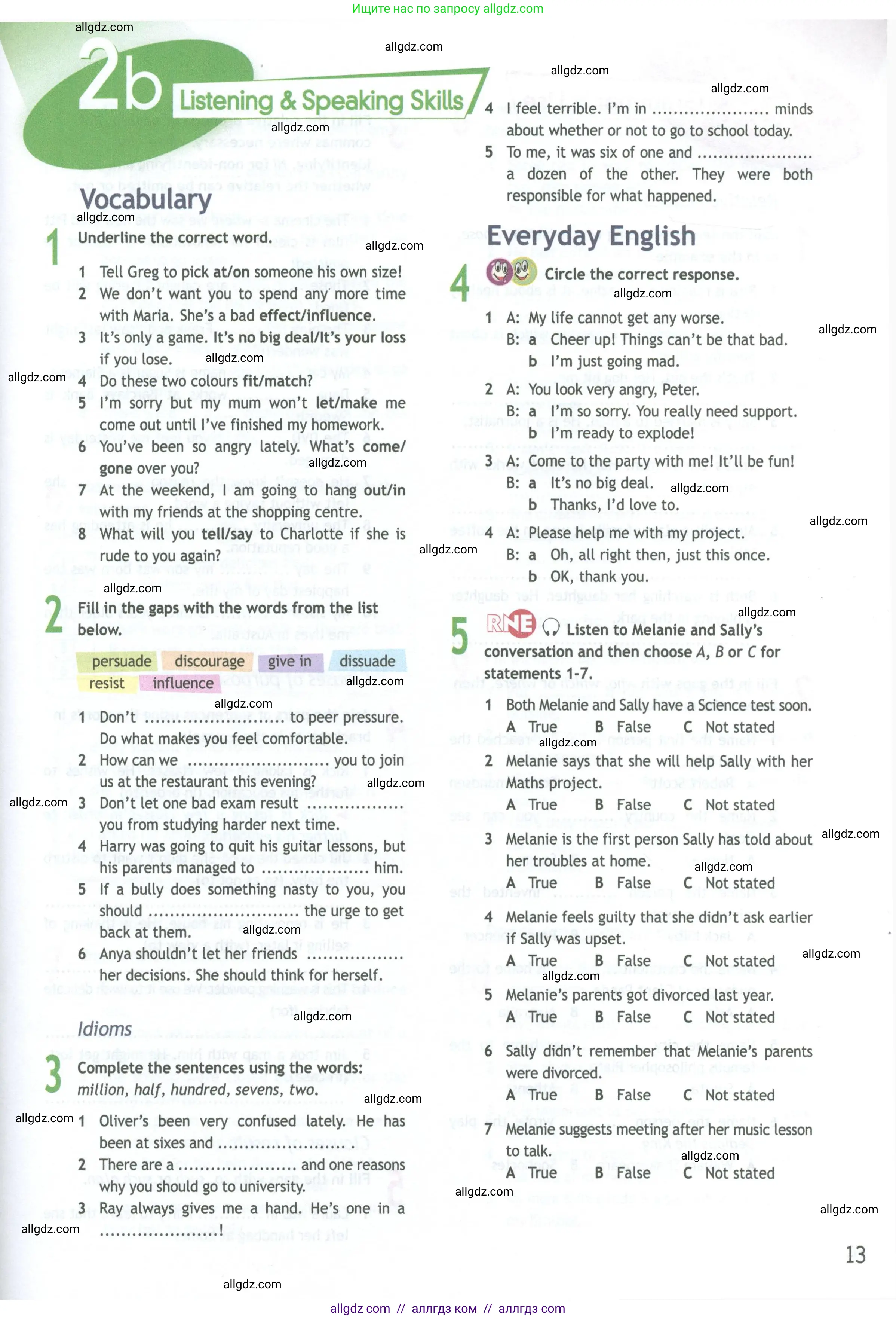 Английский язык (english), 11 класс Рабочая тетрадь (workbook), авторы: Афанасьева Ольга Васильевна (Afanasyeva Olga), Дули Дженни (Dooley Jenny), Михеева Ирина Владимировна (Mikheeva Irina), Оби Боб (Obee Bob), Эванс Вирджиния (Evans Virginia), издательство Просвещение, Москва, 2019, белого цвета, страница 13
