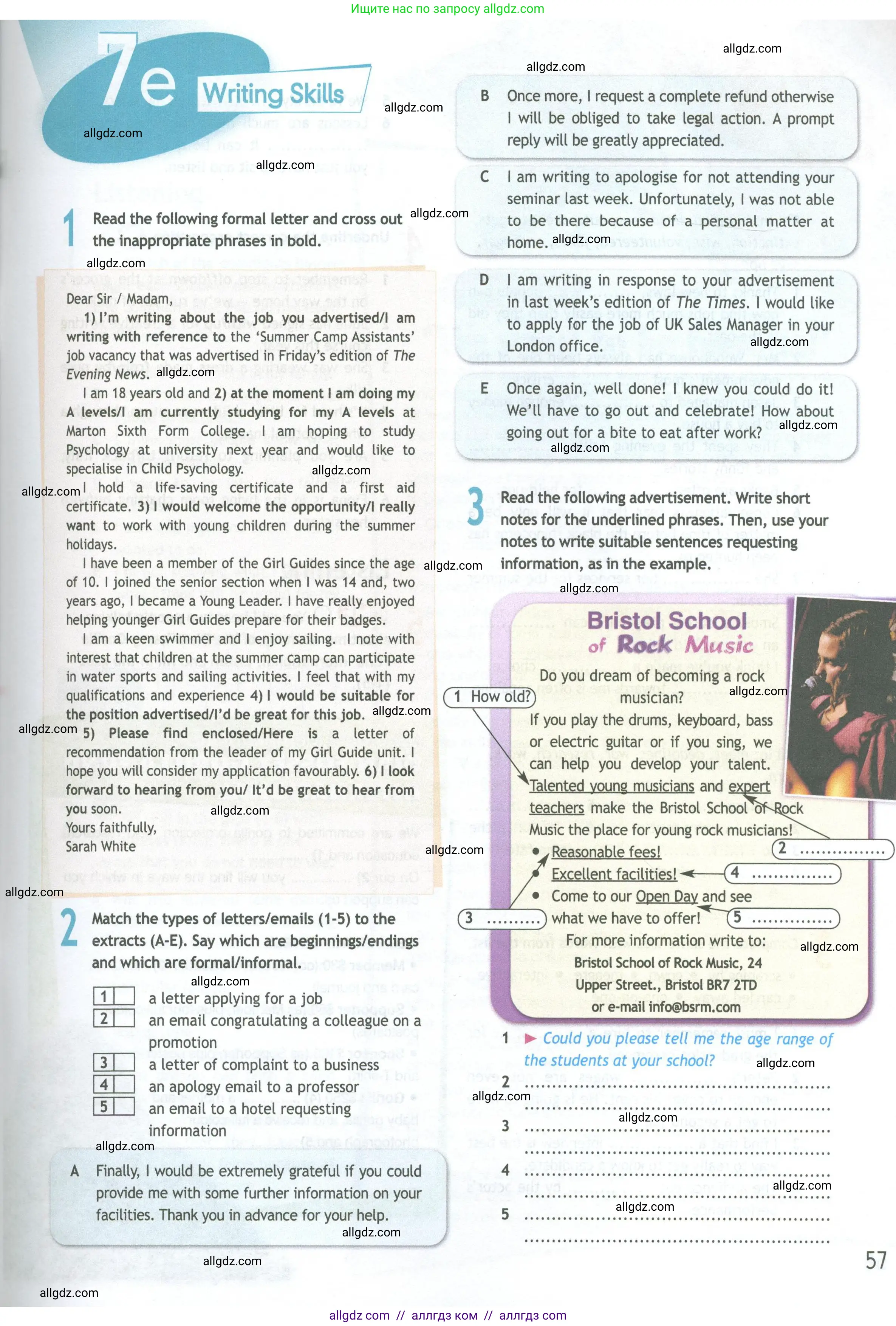 Английский язык (english), 11 класс Рабочая тетрадь (workbook), авторы: Афанасьева Ольга Васильевна (Afanasyeva Olga), Дули Дженни (Dooley Jenny), Михеева Ирина Владимировна (Mikheeva Irina), Оби Боб (Obee Bob), Эванс Вирджиния (Evans Virginia), издательство Просвещение, Москва, 2019, белого цвета, страница 57