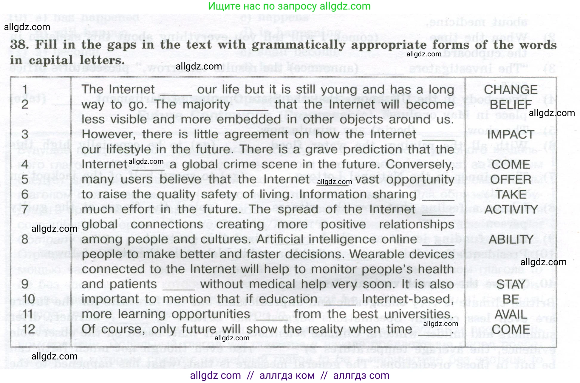 Английский язык (english), 11 класс сборник грамматических упражнений, автор: Мильруд Радислав Петрович (Millrood Radislav), издательство Просвещение, Москва, 2019, страница 27, номер 38, Условие