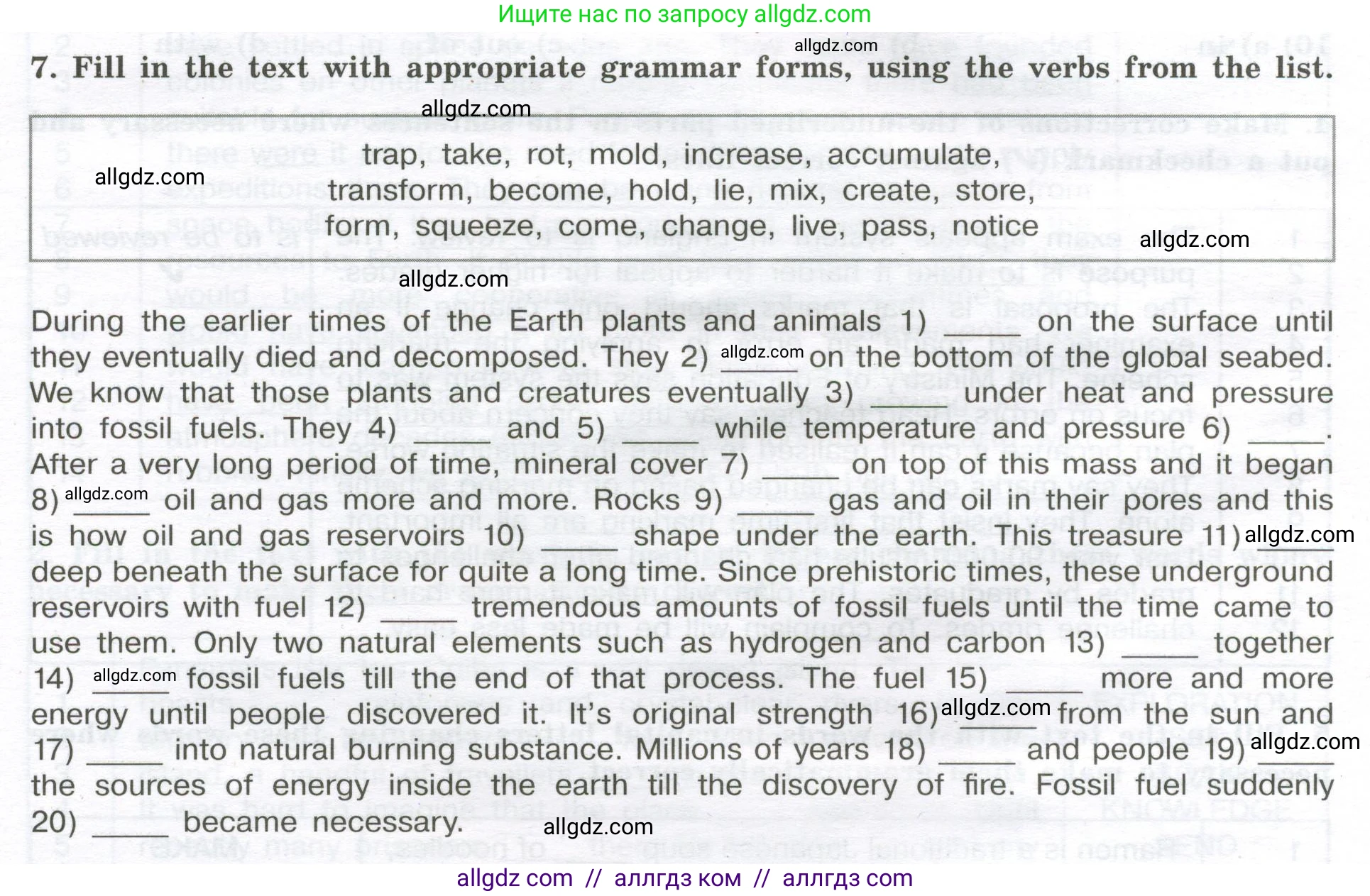 Английский язык (english), 11 класс сборник грамматических упражнений, автор: Мильруд Радислав Петрович (Millrood Radislav), издательство Просвещение, Москва, 2019, страница 62, номер 7, Условие