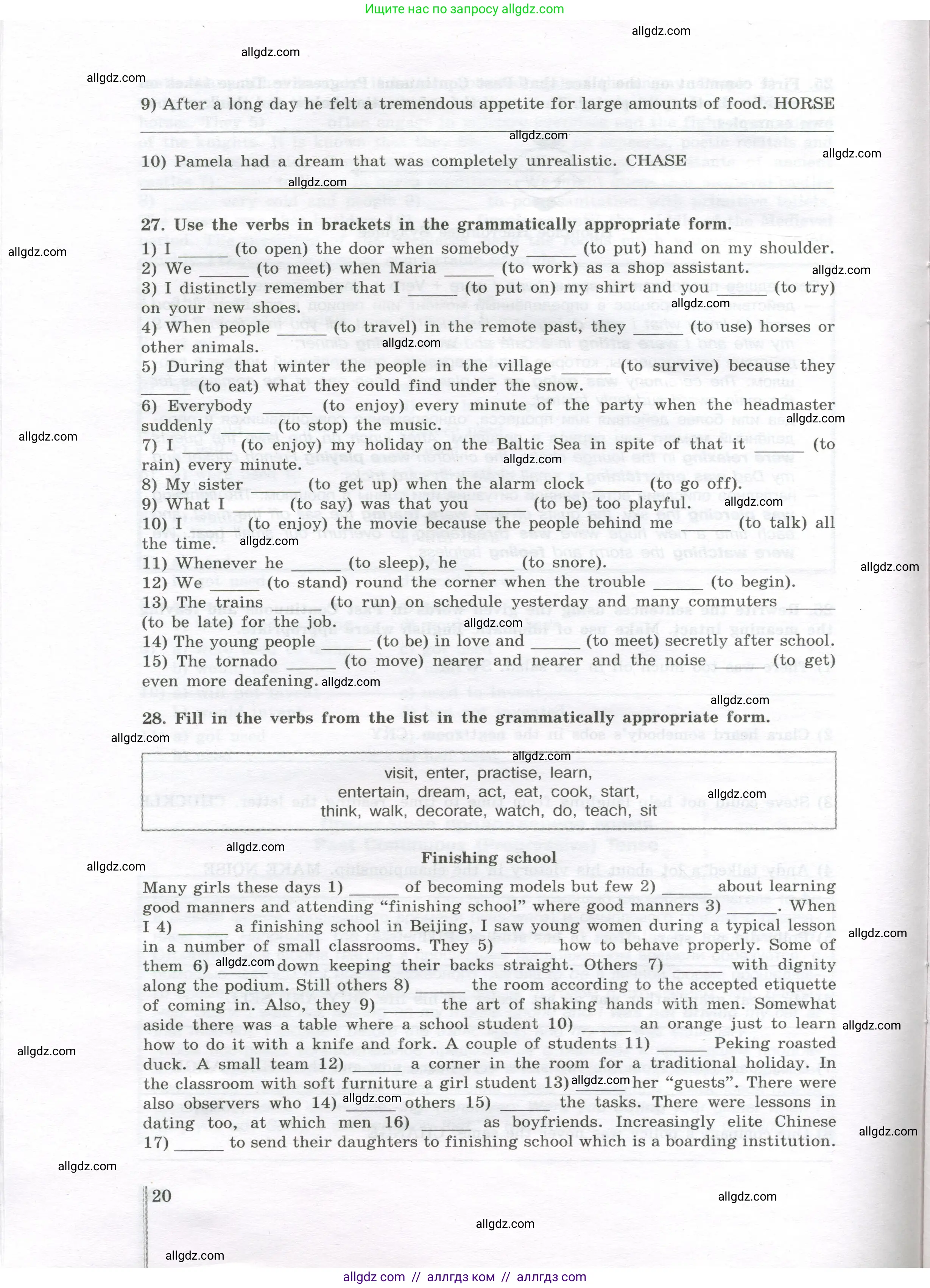 Английский язык (english), 11 класс сборник грамматических упражнений, автор: Мильруд Радислав Петрович (Millrood Radislav), издательство Просвещение, Москва, 2019, страница 20
