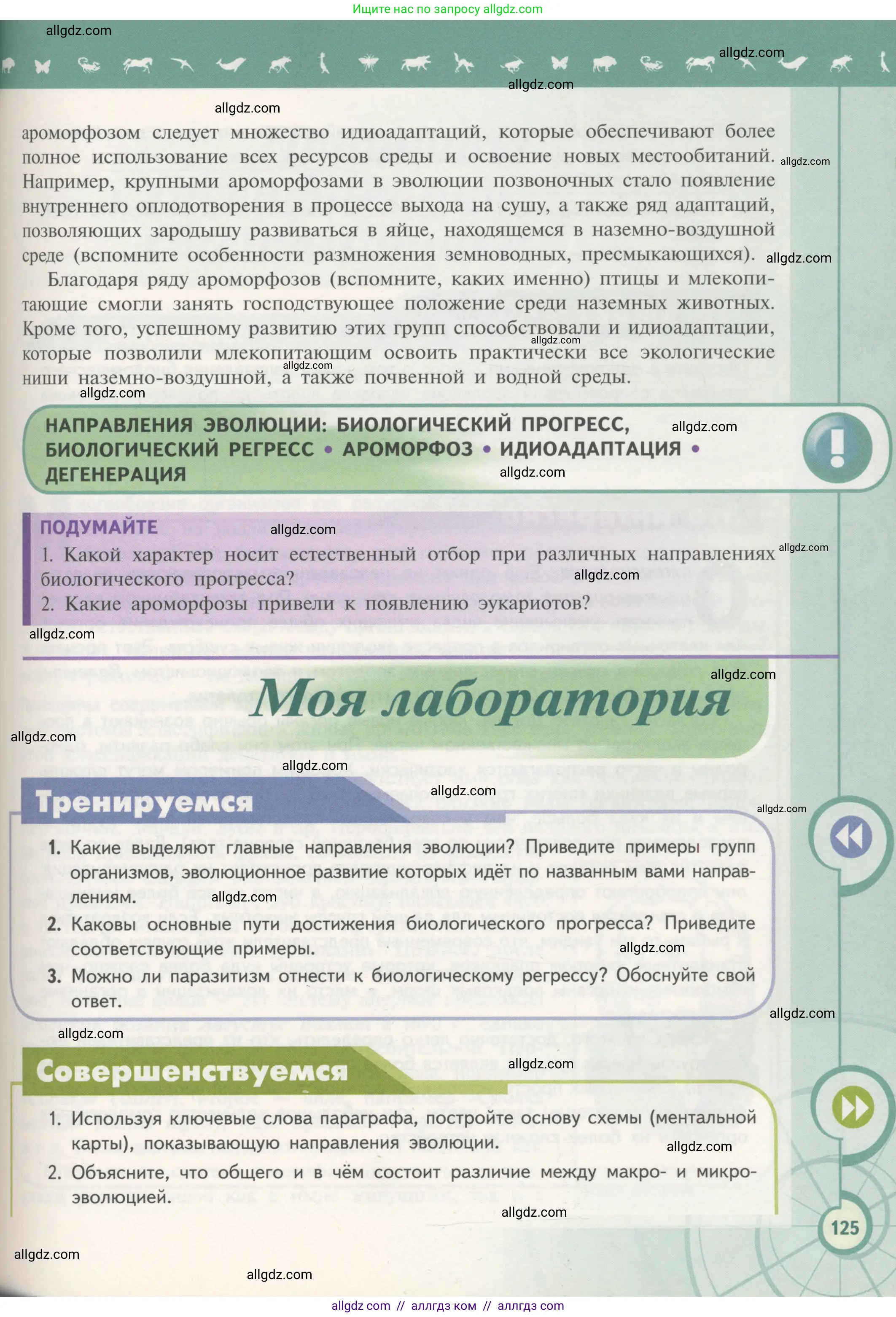 Биология, 11 класс Учебник, авторы: Пасечник Владимир Васильевич, Каменский Андрей Александрович, Рубцов Александр Михайлович, Швецов Глеб Геннадьевич, Гапонюк Зоя Георгиевна, издательство Просвещение, Москва, 2018, страница 125