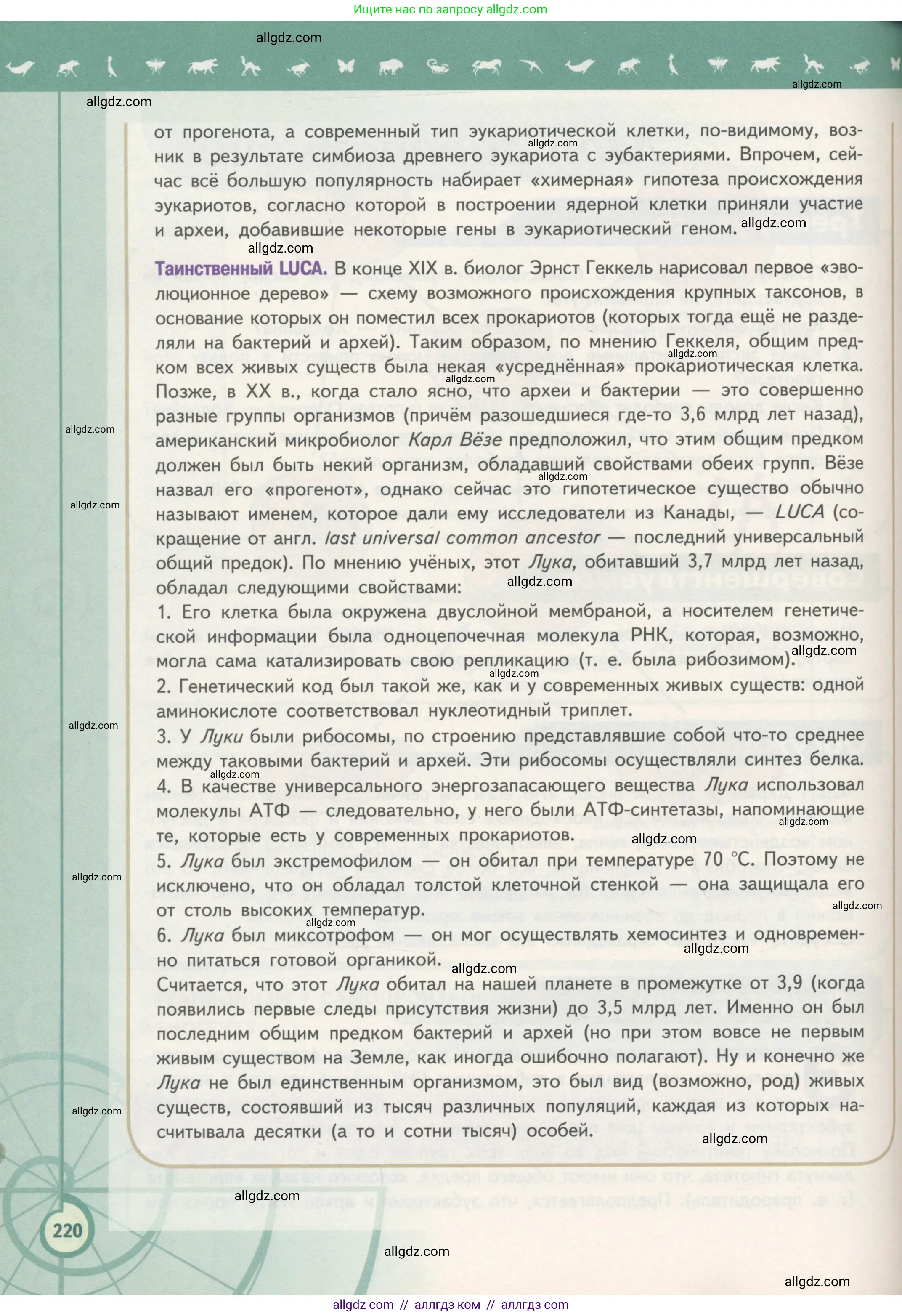Биология, 11 класс Учебник, авторы: Пасечник Владимир Васильевич, Каменский Андрей Александрович, Рубцов Александр Михайлович, Швецов Глеб Геннадьевич, Гапонюк Зоя Георгиевна, издательство Просвещение, Москва, 2018, страница 220