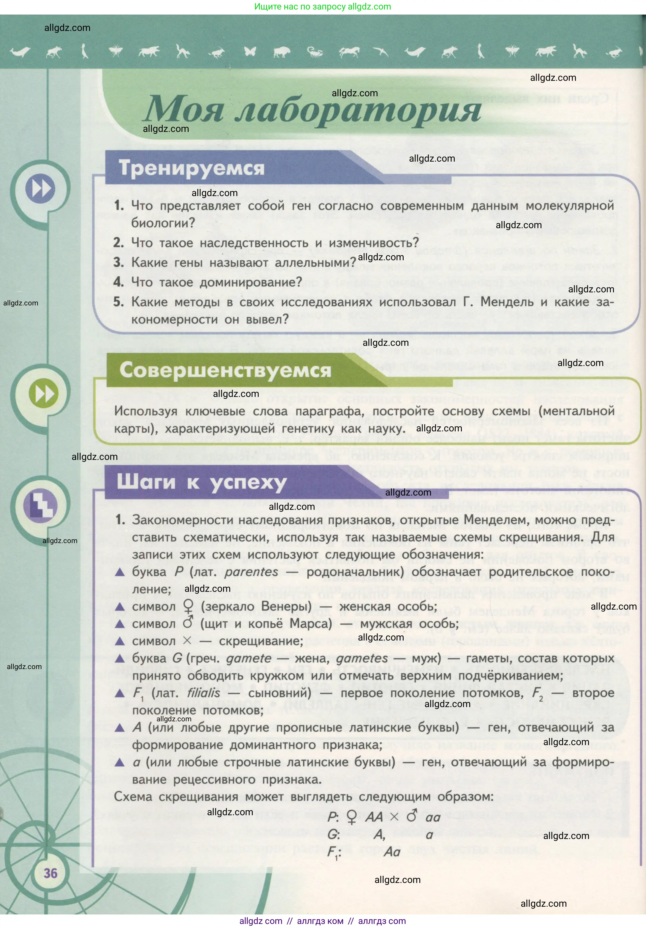 Биология, 11 класс Учебник, авторы: Пасечник Владимир Васильевич, Каменский Андрей Александрович, Рубцов Александр Михайлович, Швецов Глеб Геннадьевич, Гапонюк Зоя Георгиевна, издательство Просвещение, Москва, 2018, страница 36
