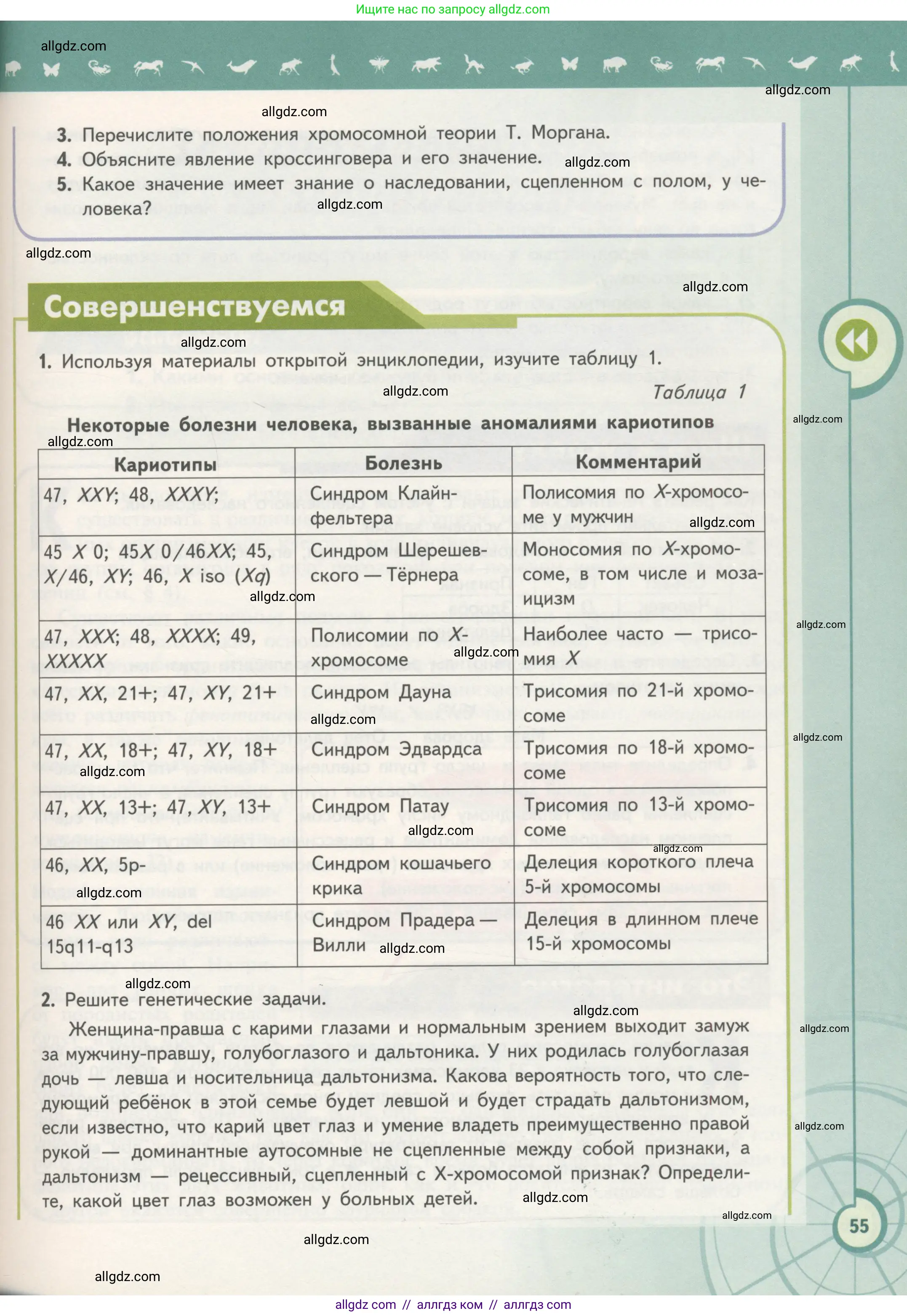 Биология, 11 класс Учебник, авторы: Пасечник Владимир Васильевич, Каменский Андрей Александрович, Рубцов Александр Михайлович, Швецов Глеб Геннадьевич, Гапонюк Зоя Георгиевна, издательство Просвещение, Москва, 2018, страница 55