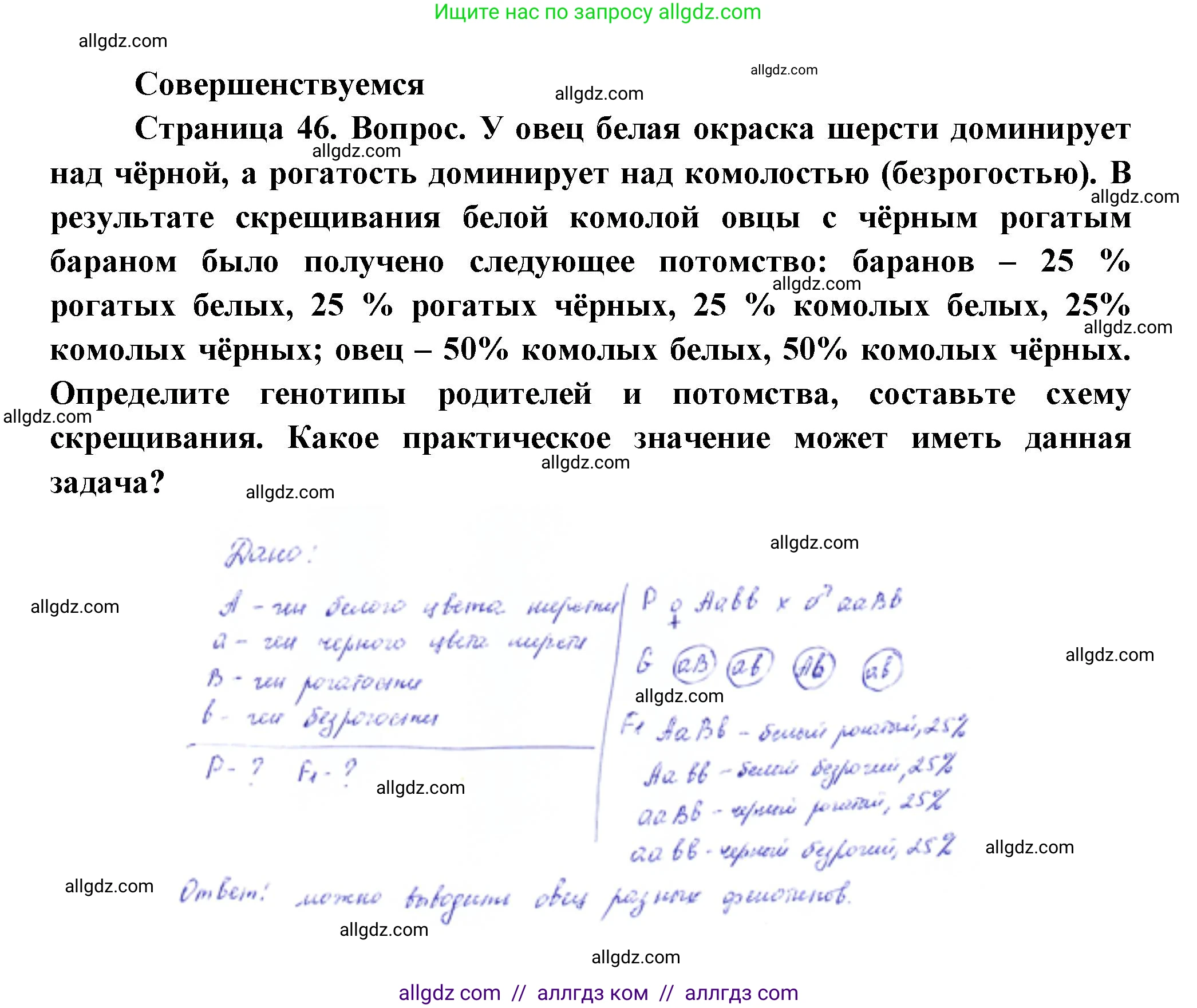 Биология, 11 класс Учебник, авторы: Пасечник Владимир Васильевич, Каменский Андрей Александрович, Рубцов Александр Михайлович, Швецов Глеб Геннадьевич, Гапонюк Зоя Георгиевна, издательство Просвещение, Москва, 2018, страница 46, Решение