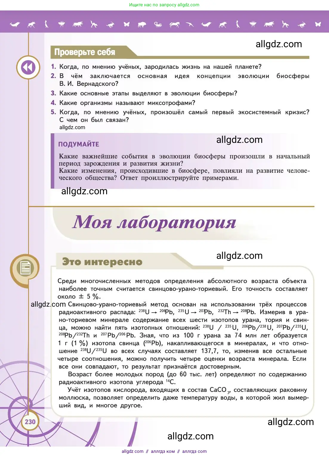 Биология, 11 класс Учебник, авторы: Пасечник Владимир Васильевич, Каменский Андрей Александрович, Рубцов Александр Михайлович, Швецов Глеб Геннадьевич, Абовян Леван Арташесович, Гапонюк Зоя Георгиевна, издательство Просвещение, Москва, 2019, страница 230