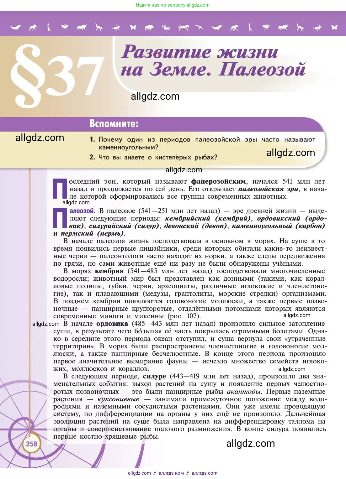 Биология, 11 класс Учебник, авторы: Пасечник Владимир Васильевич, Каменский Андрей Александрович, Рубцов Александр Михайлович, Швецов Глеб Геннадьевич, Абовян Леван Арташесович, Гапонюк Зоя Георгиевна, издательство Просвещение, Москва, 2019, страница 258
