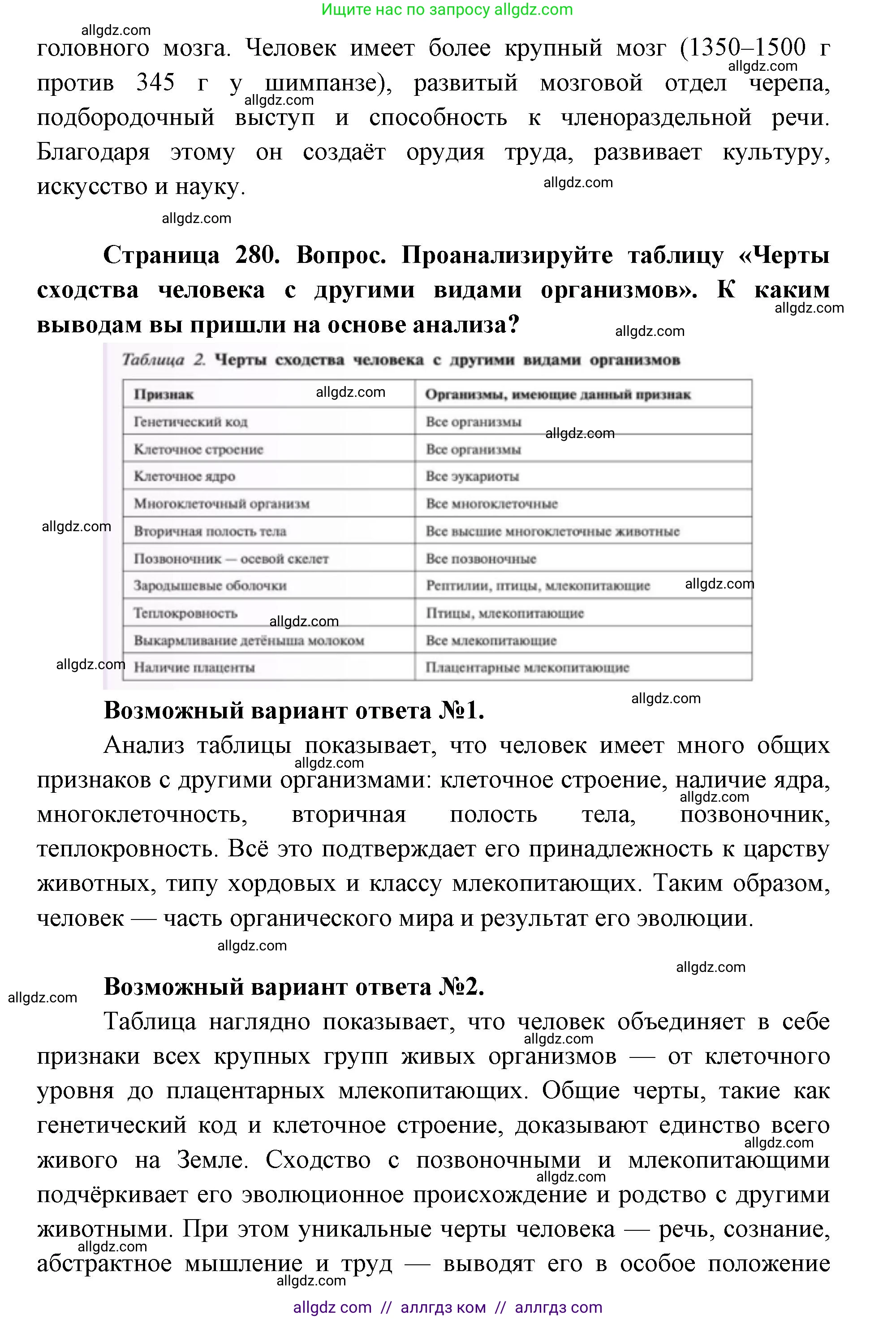 Биология, 11 класс Учебник, авторы: Пасечник Владимир Васильевич, Каменский Андрей Александрович, Рубцов Александр Михайлович, Швецов Глеб Геннадьевич, Абовян Леван Арташесович, Гапонюк Зоя Георгиевна, издательство Просвещение, Москва, 2019, страница 280, номер 3, Решение 1 (продолжение 2)