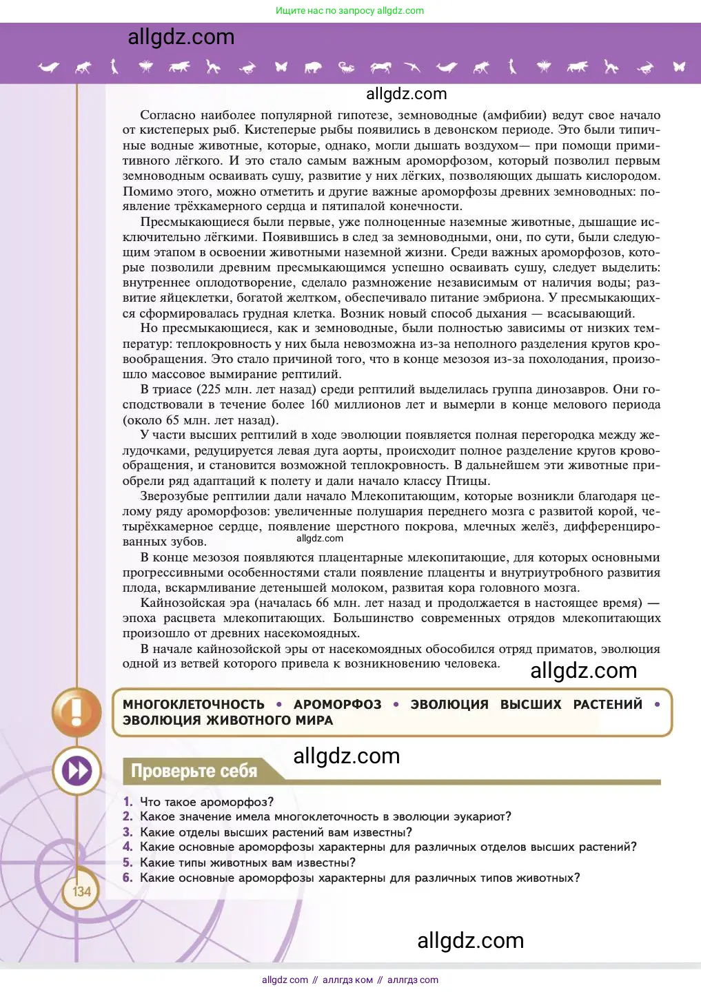 Биология, 11 класс Учебник, авторы: Пасечник Владимир Васильевич, Каменский Андрей Александрович, Рубцов Александр Михайлович, Швецов Глеб Геннадьевич, Абовян Леван Арташесович, Гапонюк Зоя Георгиевна, издательство Просвещение, Москва, 2023, страница 134