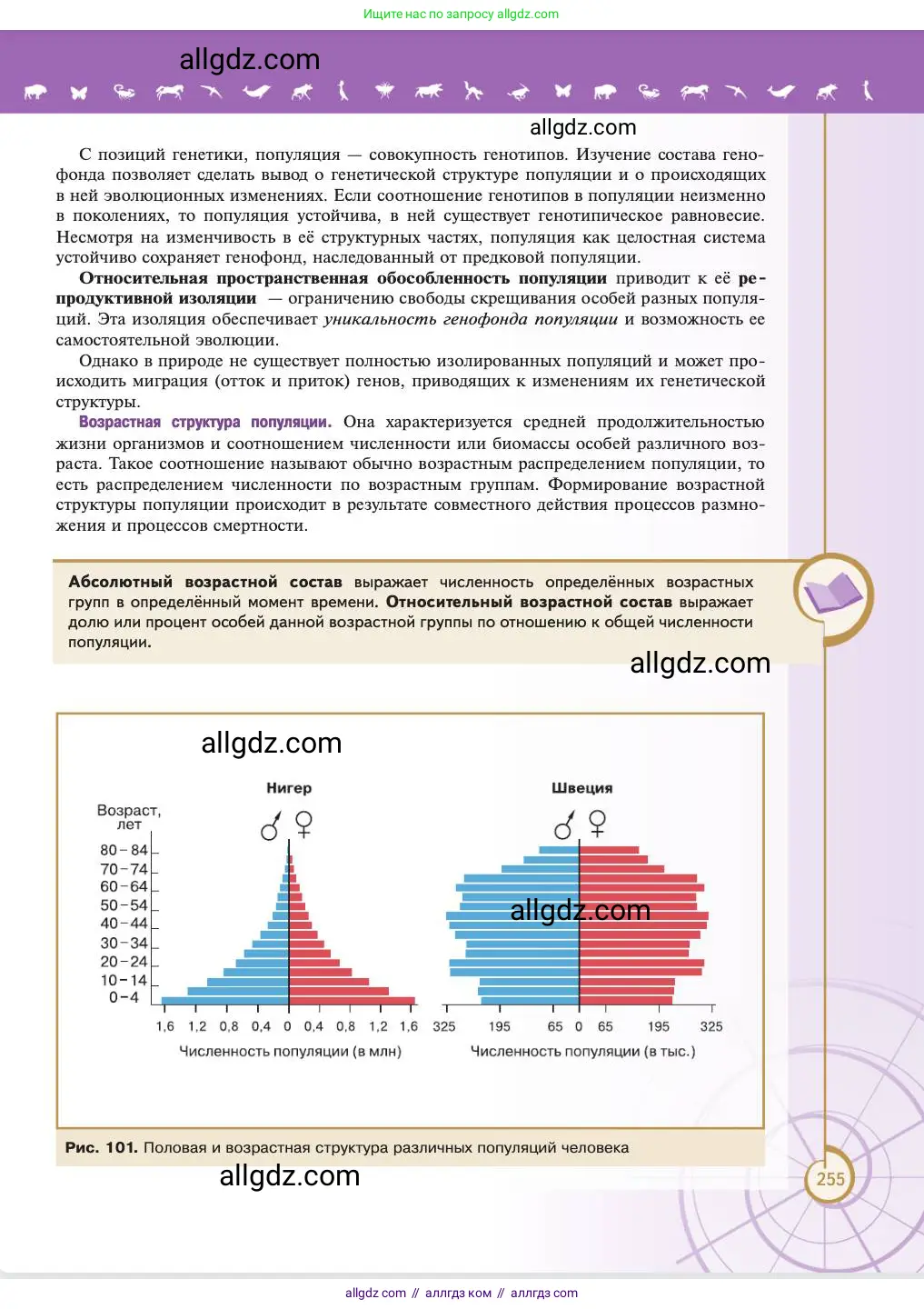 Биология, 11 класс Учебник, авторы: Пасечник Владимир Васильевич, Каменский Андрей Александрович, Рубцов Александр Михайлович, Швецов Глеб Геннадьевич, Абовян Леван Арташесович, Гапонюк Зоя Георгиевна, издательство Просвещение, Москва, 2023, страница 255