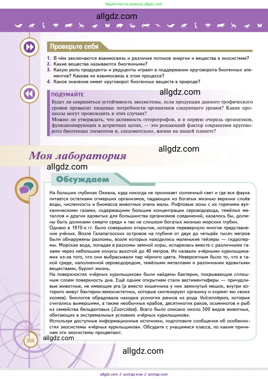 Биология, 11 класс Учебник, авторы: Пасечник Владимир Васильевич, Каменский Андрей Александрович, Рубцов Александр Михайлович, Швецов Глеб Геннадьевич, Абовян Леван Арташесович, Гапонюк Зоя Георгиевна, издательство Просвещение, Москва, 2023, страница 306