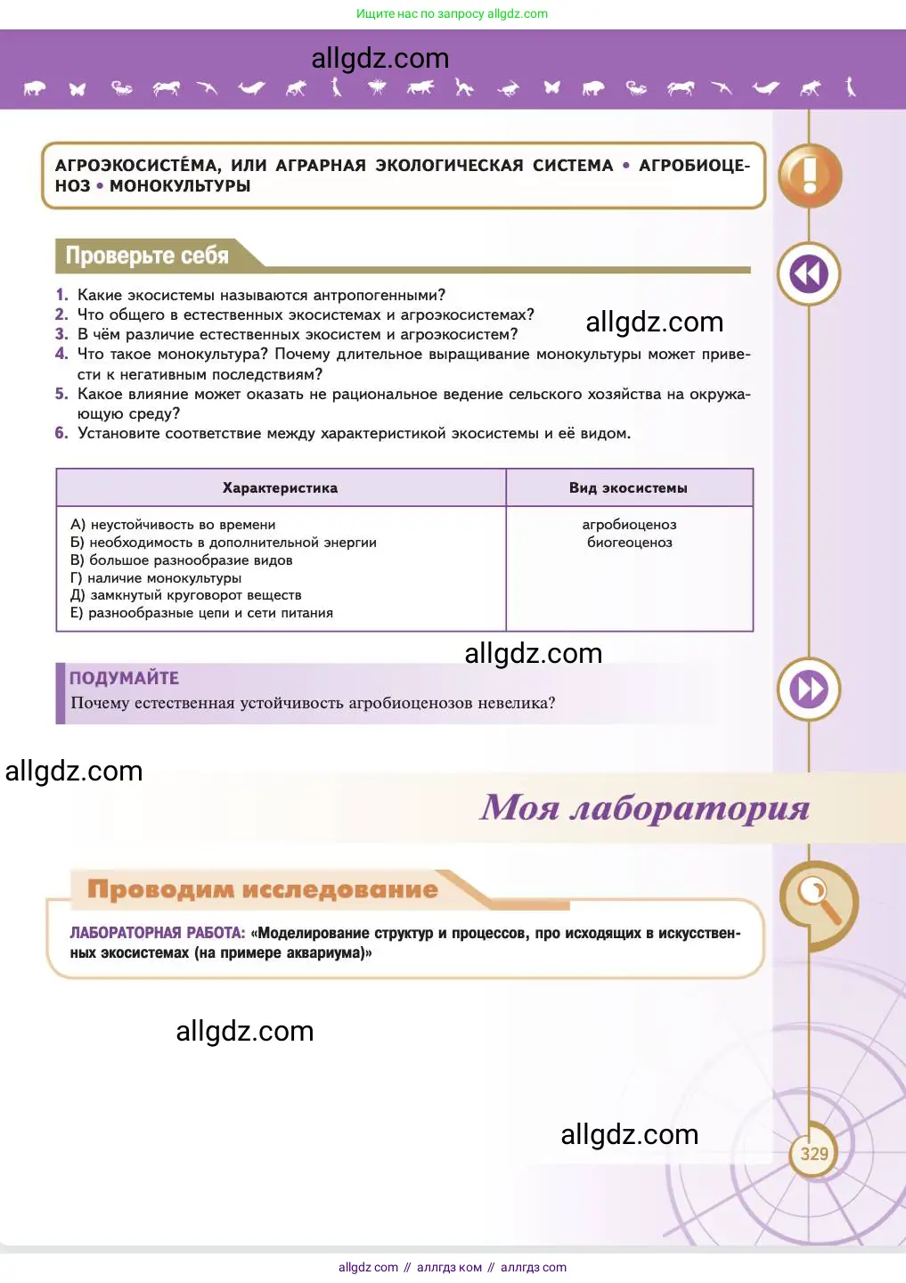 Биология, 11 класс Учебник, авторы: Пасечник Владимир Васильевич, Каменский Андрей Александрович, Рубцов Александр Михайлович, Швецов Глеб Геннадьевич, Абовян Леван Арташесович, Гапонюк Зоя Георгиевна, издательство Просвещение, Москва, 2023, страница 329