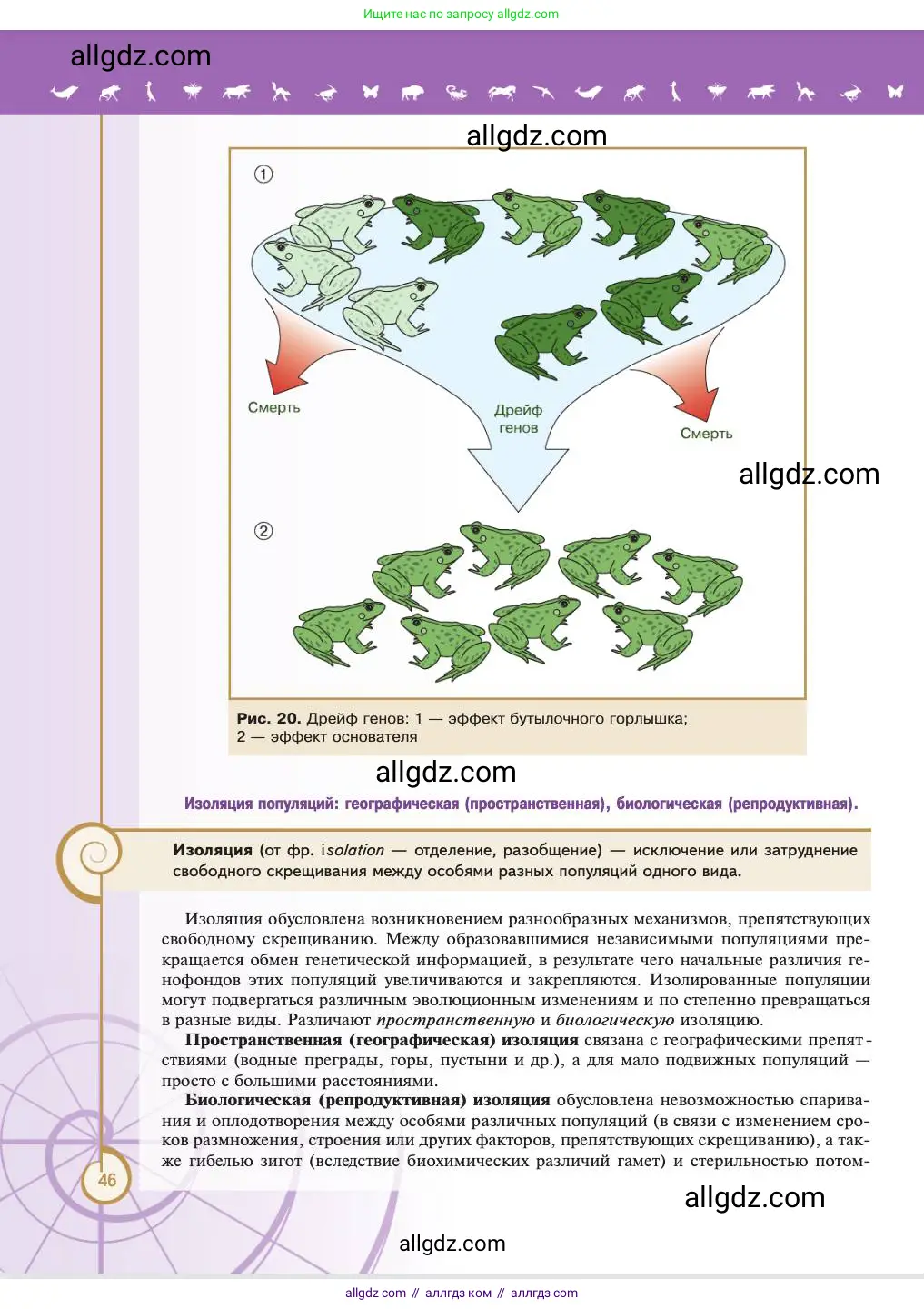 Биология, 11 класс Учебник, авторы: Пасечник Владимир Васильевич, Каменский Андрей Александрович, Рубцов Александр Михайлович, Швецов Глеб Геннадьевич, Абовян Леван Арташесович, Гапонюк Зоя Георгиевна, издательство Просвещение, Москва, 2023, страница 46