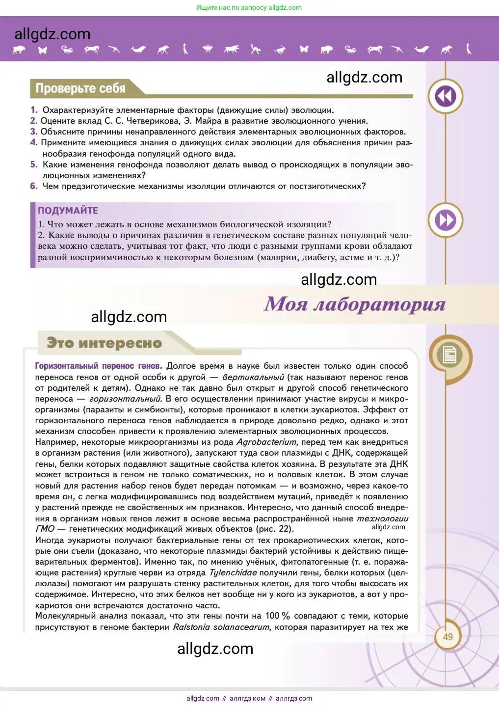 Биология, 11 класс Учебник, авторы: Пасечник Владимир Васильевич, Каменский Андрей Александрович, Рубцов Александр Михайлович, Швецов Глеб Геннадьевич, Абовян Леван Арташесович, Гапонюк Зоя Георгиевна, издательство Просвещение, Москва, 2023, страница 49