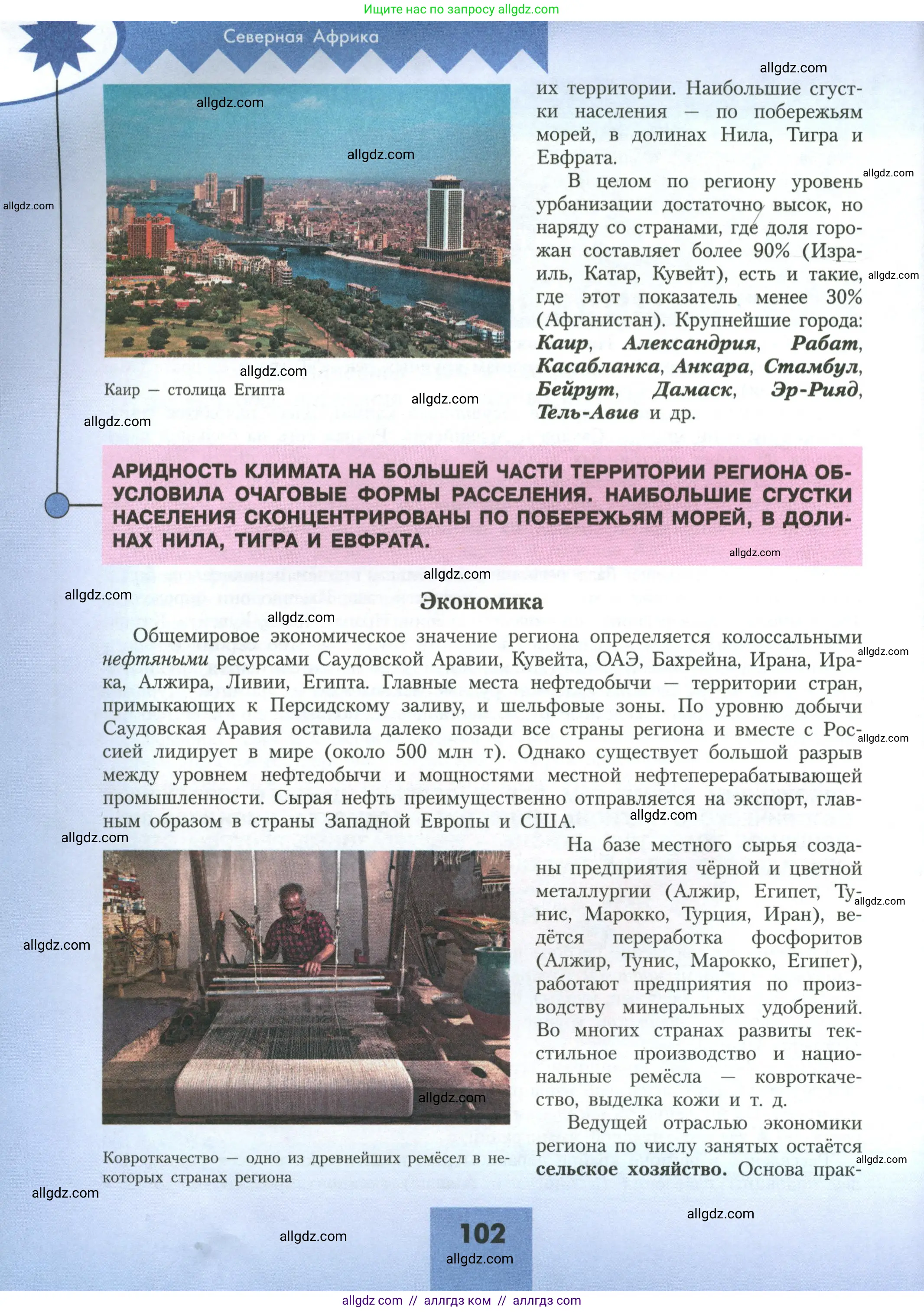 География, 11 класс Учебник, авторы: Гладкий Юрий Никифорович, Николина Вера Викторовна, издательство Просвещение, Москва, 2019, жёлтого цвета, страница 102