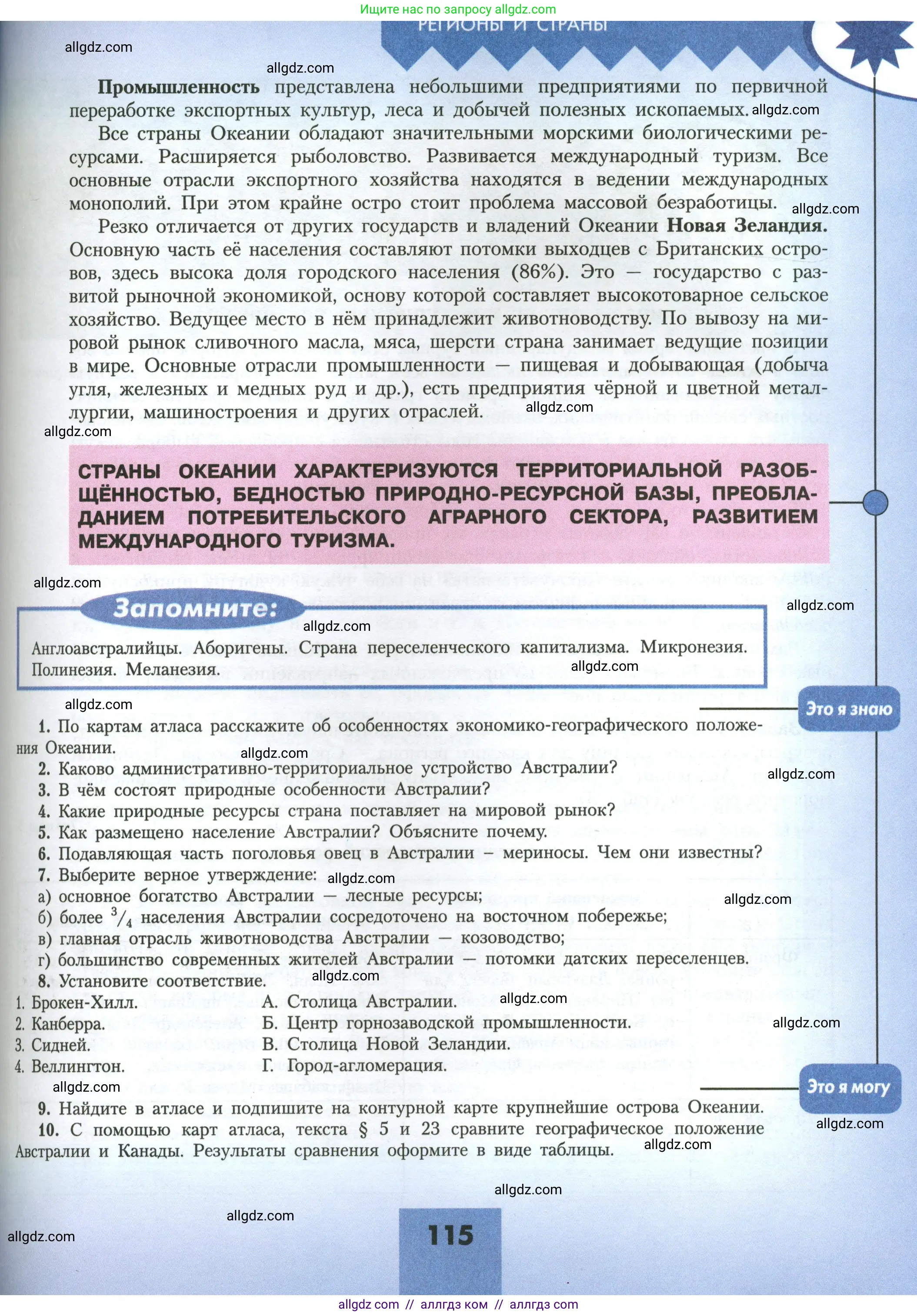 География, 11 класс Учебник, авторы: Гладкий Юрий Никифорович, Николина Вера Викторовна, издательство Просвещение, Москва, 2019, жёлтого цвета, страница 115