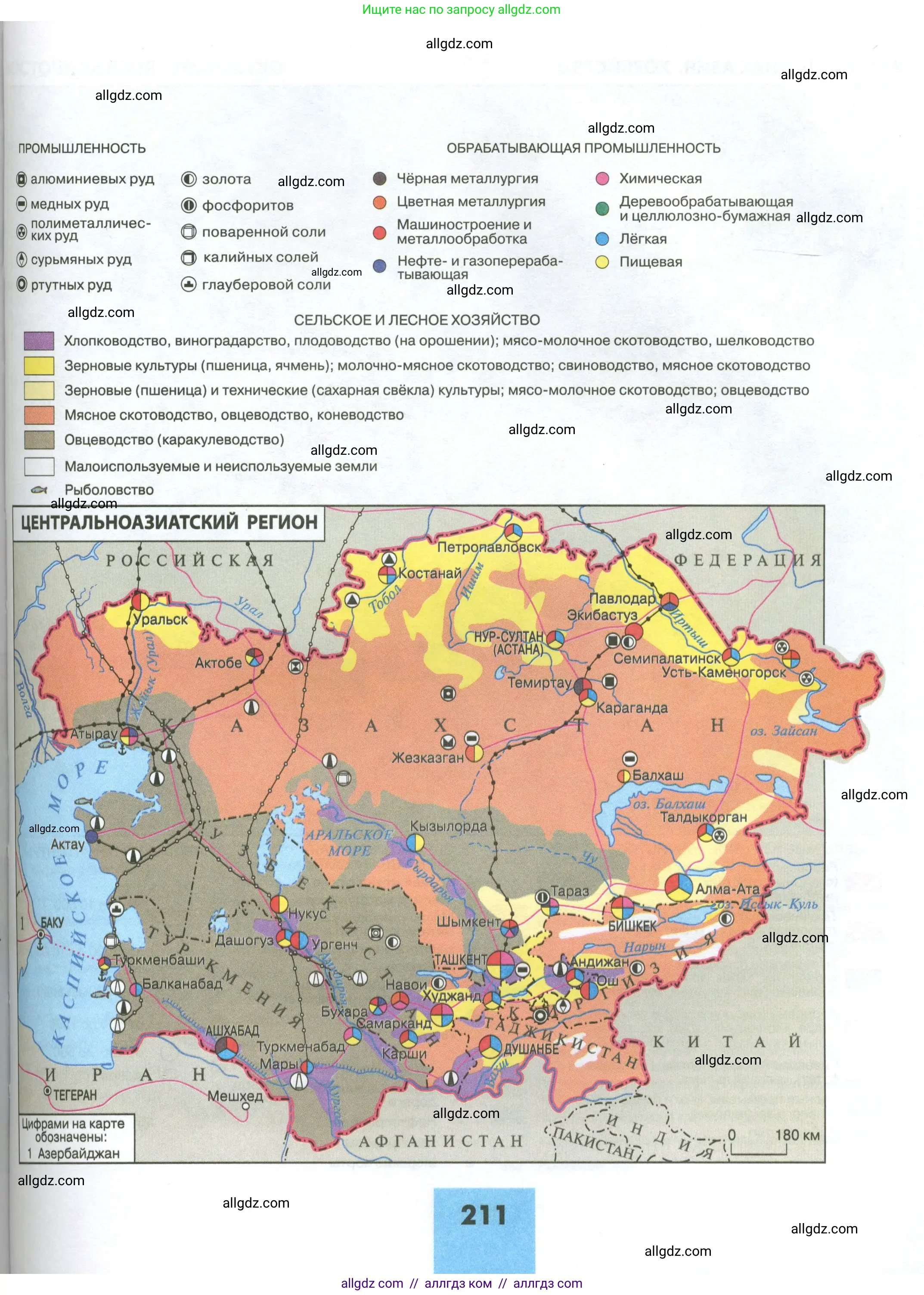 География, 11 класс Учебник, авторы: Гладкий Юрий Никифорович, Николина Вера Викторовна, издательство Просвещение, Москва, 2019, жёлтого цвета, страница 211