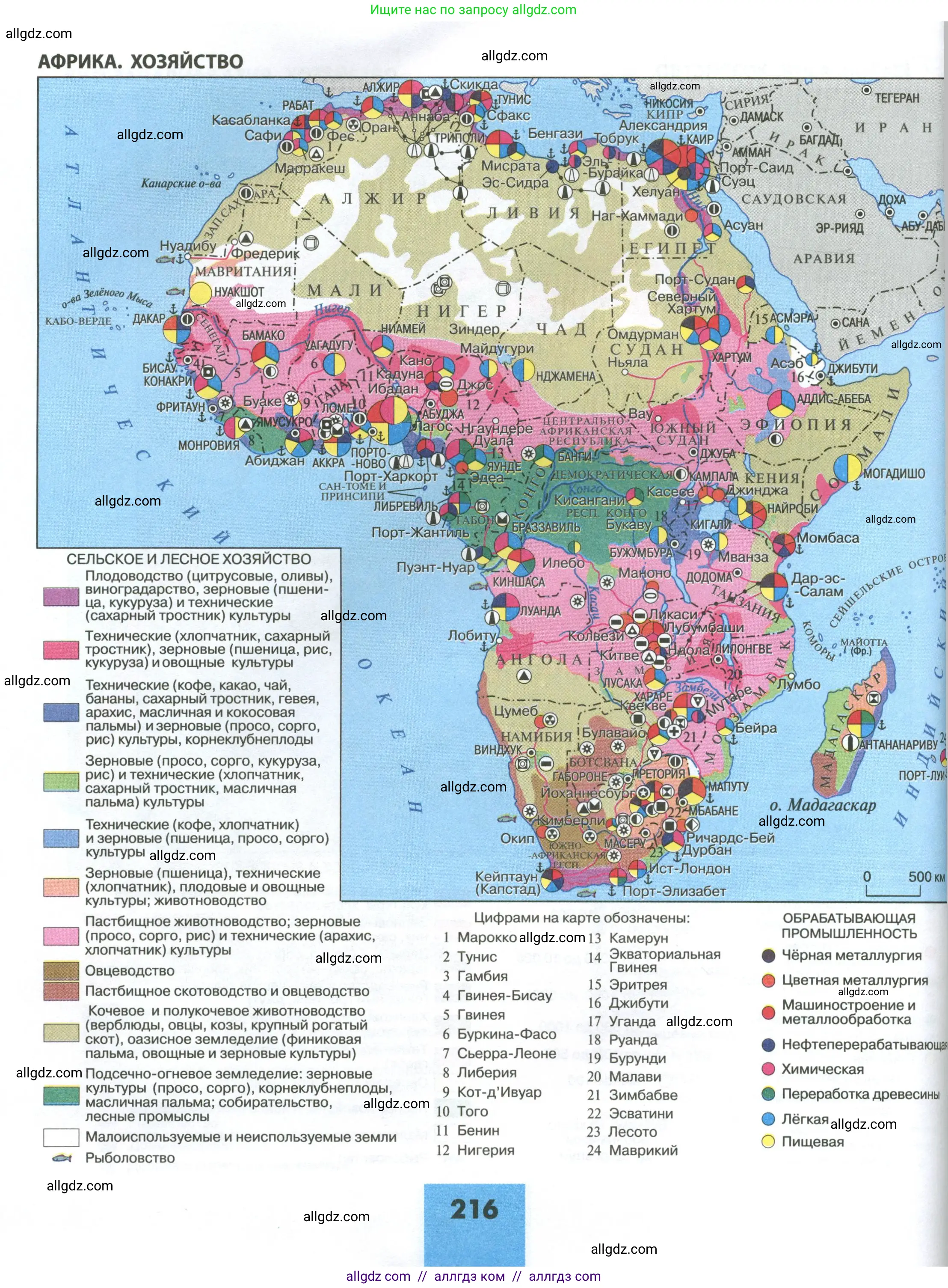 География, 11 класс Учебник, авторы: Гладкий Юрий Никифорович, Николина Вера Викторовна, издательство Просвещение, Москва, 2019, жёлтого цвета, страница 216