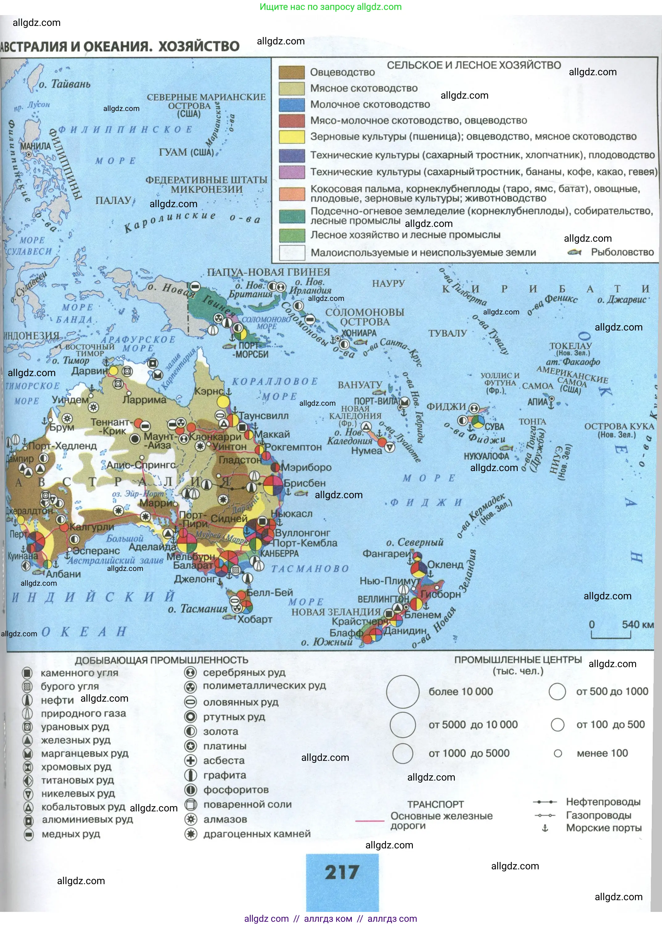 География, 11 класс Учебник, авторы: Гладкий Юрий Никифорович, Николина Вера Викторовна, издательство Просвещение, Москва, 2019, жёлтого цвета, страница 217