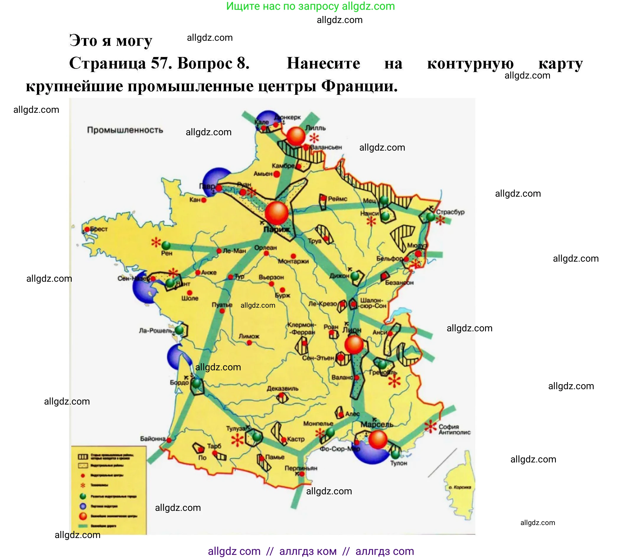 География, 11 класс Учебник, авторы: Гладкий Юрий Никифорович, Николина Вера Викторовна, издательство Просвещение, Москва, 2019, жёлтого цвета, страница 57, номер 8, Решение