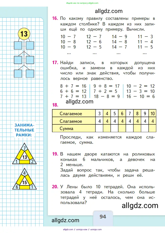 Математика, 1 класс Учебник, авторы: Моро Мария Игнатьевна, Волкова Светлана Ивановна, Степанова Светлана Вячеславовна, издательство Просвещение, Москва, 2023, белого цвета, Часть 2, страница 94