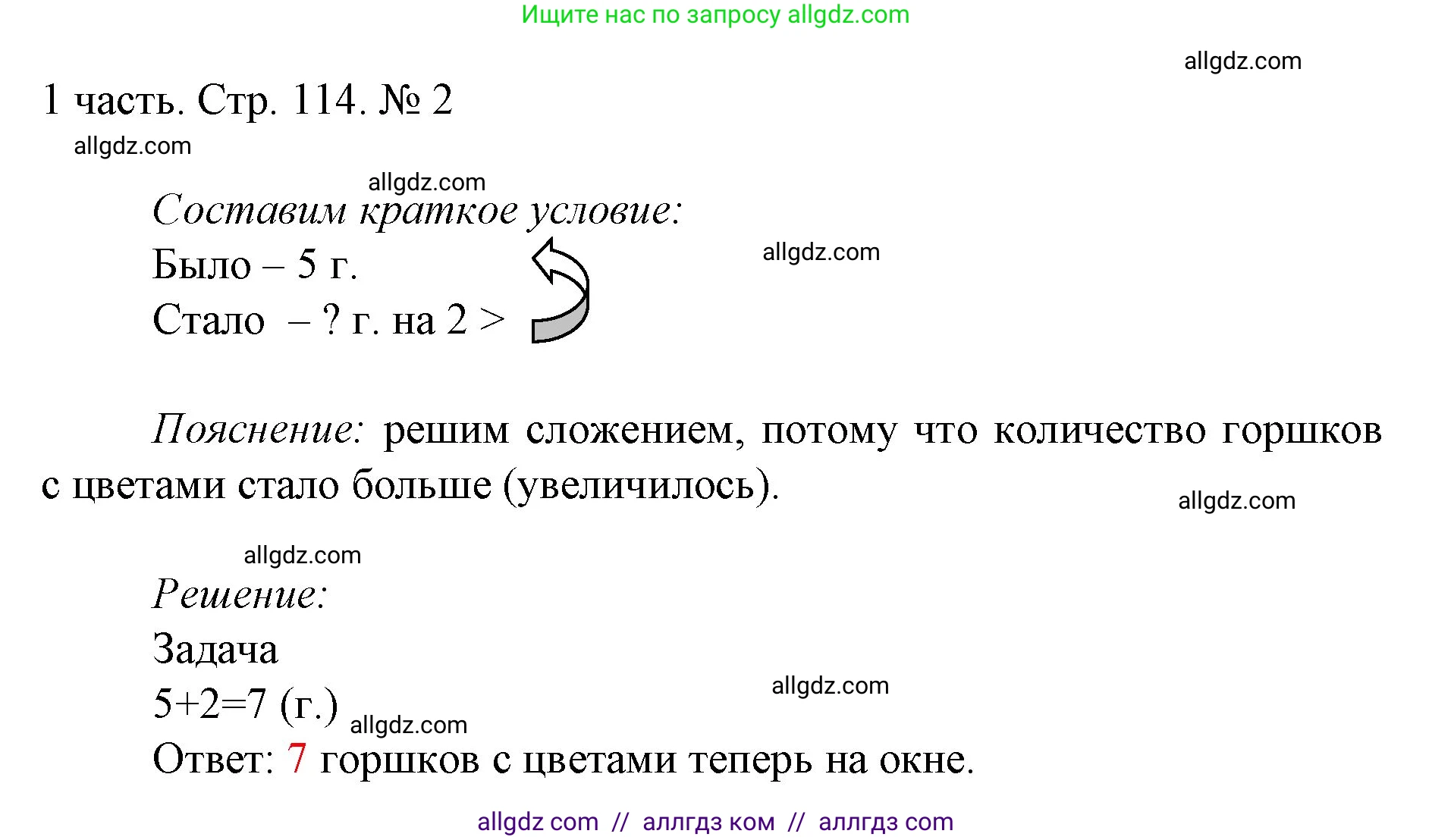 Математика, 1 класс Учебник, авторы: Моро Мария Игнатьевна, Волкова Светлана Ивановна, Степанова Светлана Вячеславовна, издательство Просвещение, Москва, 2023, белого цвета, Часть 1, страница 114, номер 2, Решение