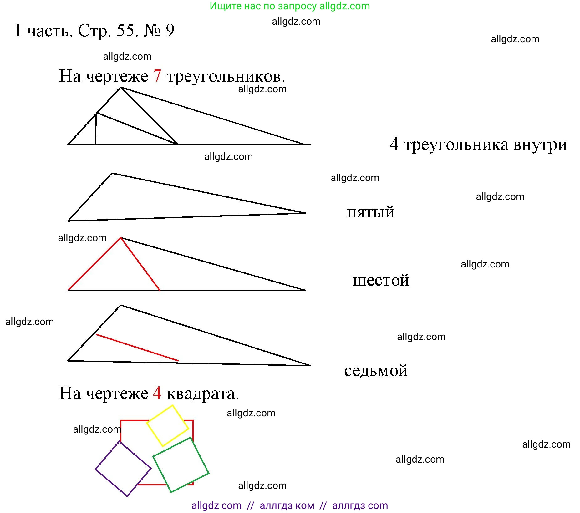 Математика, 1 класс Учебник, авторы: Моро Мария Игнатьевна, Волкова Светлана Ивановна, Степанова Светлана Вячеславовна, издательство Просвещение, Москва, 2023, белого цвета, Часть 1, страница 55, номер 9, Решение