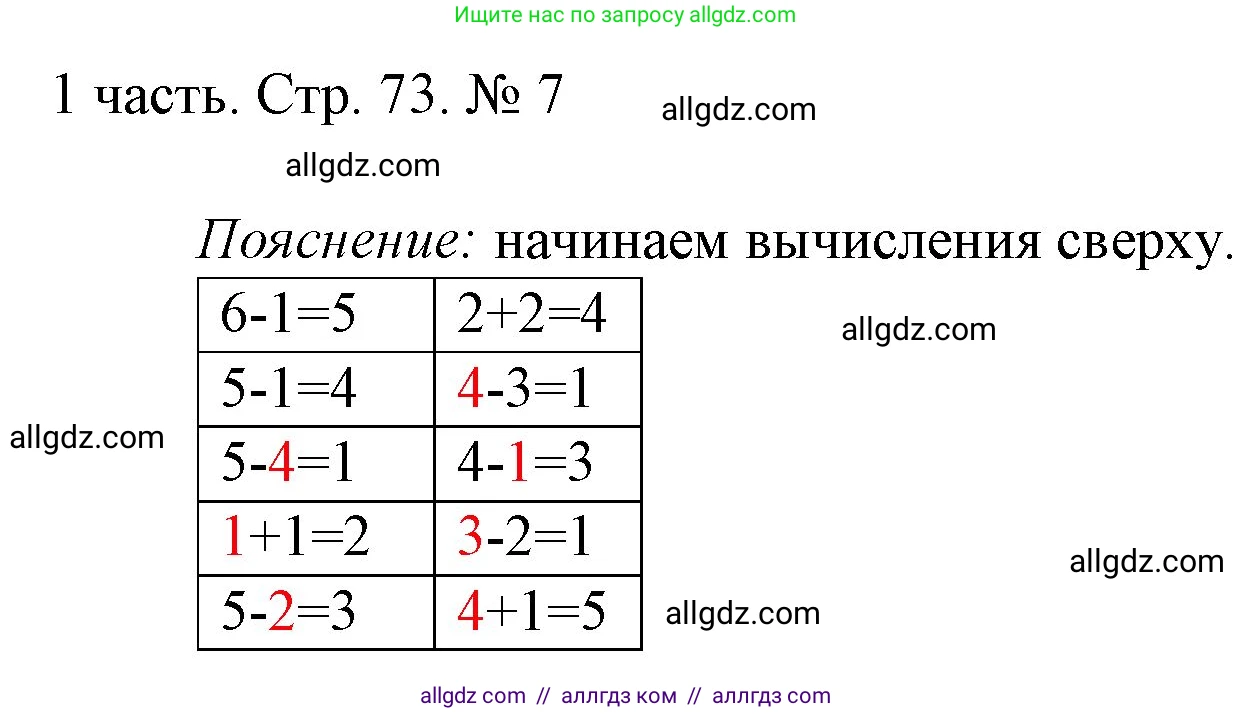 Математика, 1 класс Учебник, авторы: Моро Мария Игнатьевна, Волкова Светлана Ивановна, Степанова Светлана Вячеславовна, издательство Просвещение, Москва, 2023, белого цвета, Часть 1, страница 73, номер 7, Решение