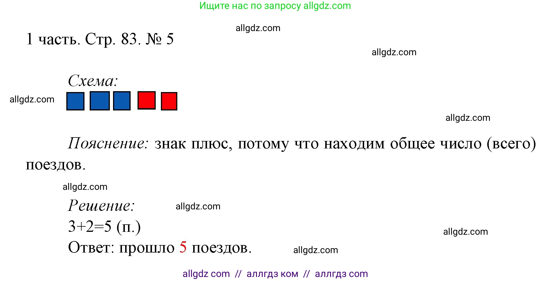 Математика, 1 класс Учебник, авторы: Моро Мария Игнатьевна, Волкова Светлана Ивановна, Степанова Светлана Вячеславовна, издательство Просвещение, Москва, 2023, белого цвета, Часть 1, страница 83, номер 5, Решение