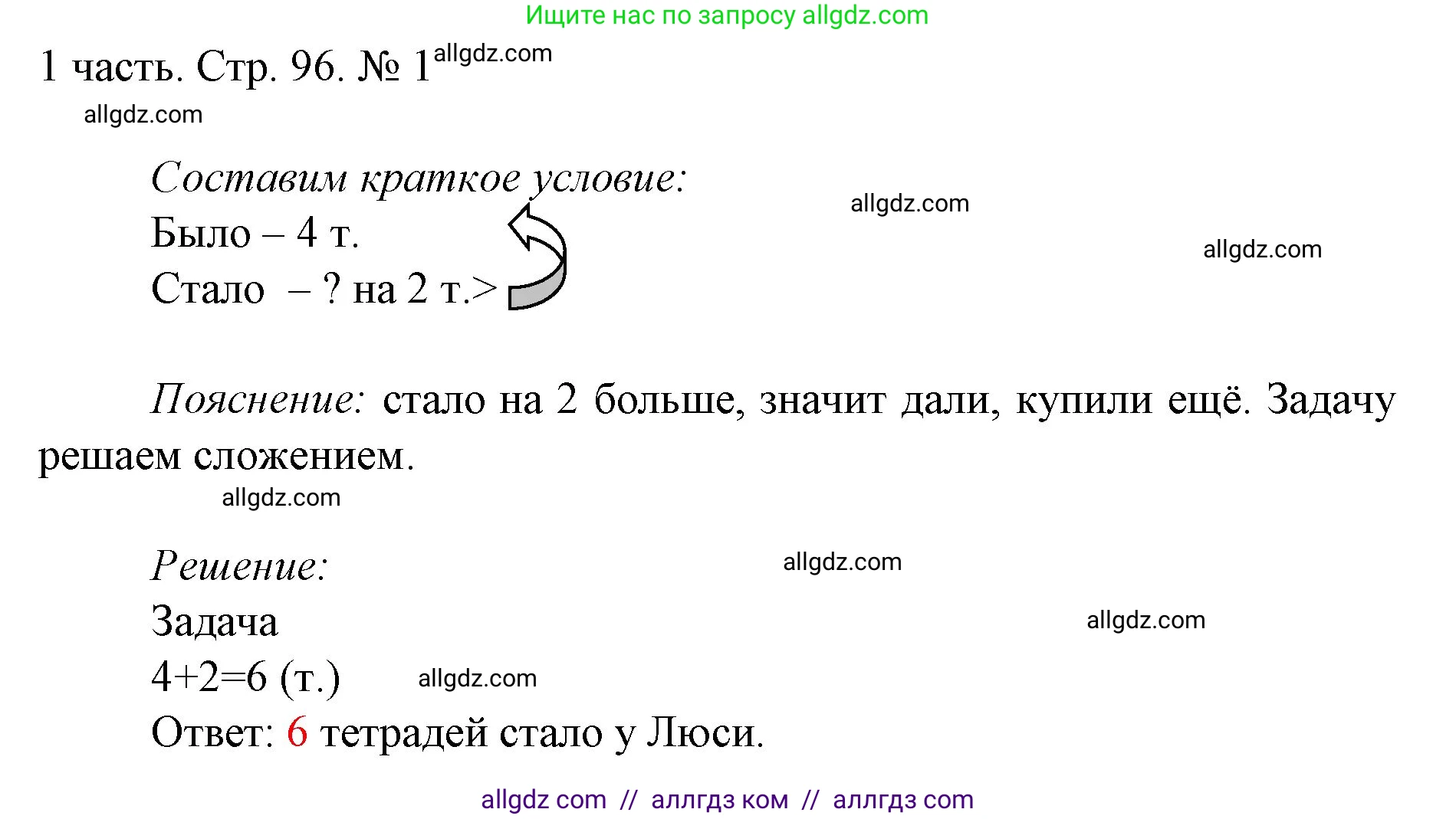 Математика, 1 класс Учебник, авторы: Моро Мария Игнатьевна, Волкова Светлана Ивановна, Степанова Светлана Вячеславовна, издательство Просвещение, Москва, 2023, белого цвета, Часть 1, страница 96, номер 1, Решение