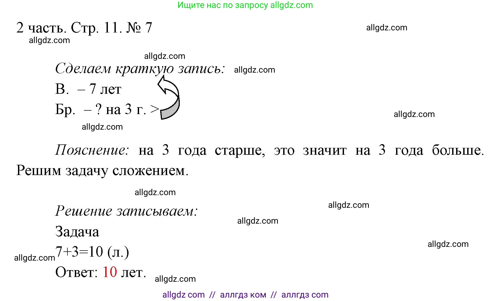Математика, 1 класс Учебник, авторы: Моро Мария Игнатьевна, Волкова Светлана Ивановна, Степанова Светлана Вячеславовна, издательство Просвещение, Москва, 2023, белого цвета, Часть 2, страница 11, номер 7, Решение