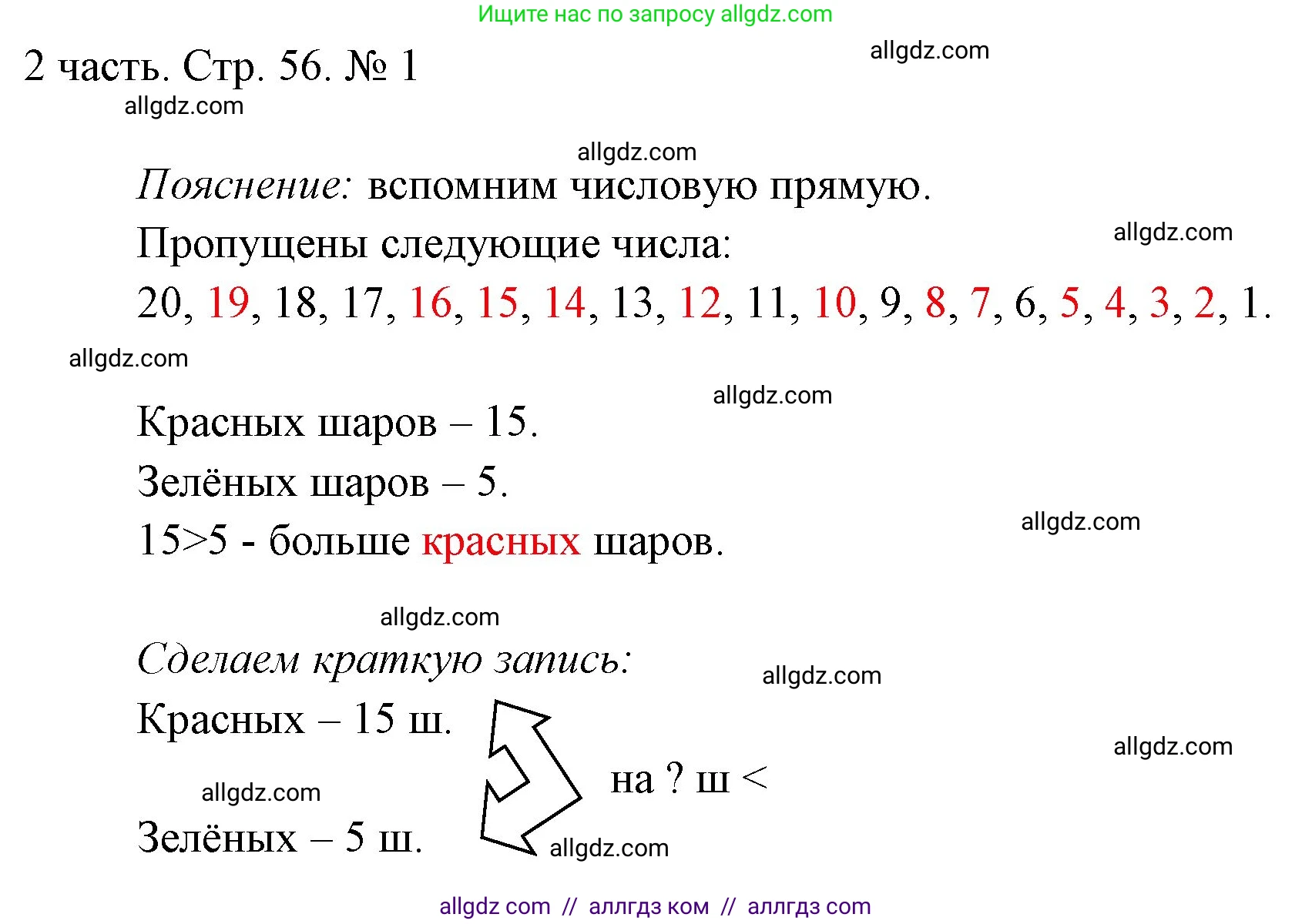 Математика, 1 класс Учебник, авторы: Моро Мария Игнатьевна, Волкова Светлана Ивановна, Степанова Светлана Вячеславовна, издательство Просвещение, Москва, 2023, белого цвета, Часть 2, страница 56, номер 1, Решение