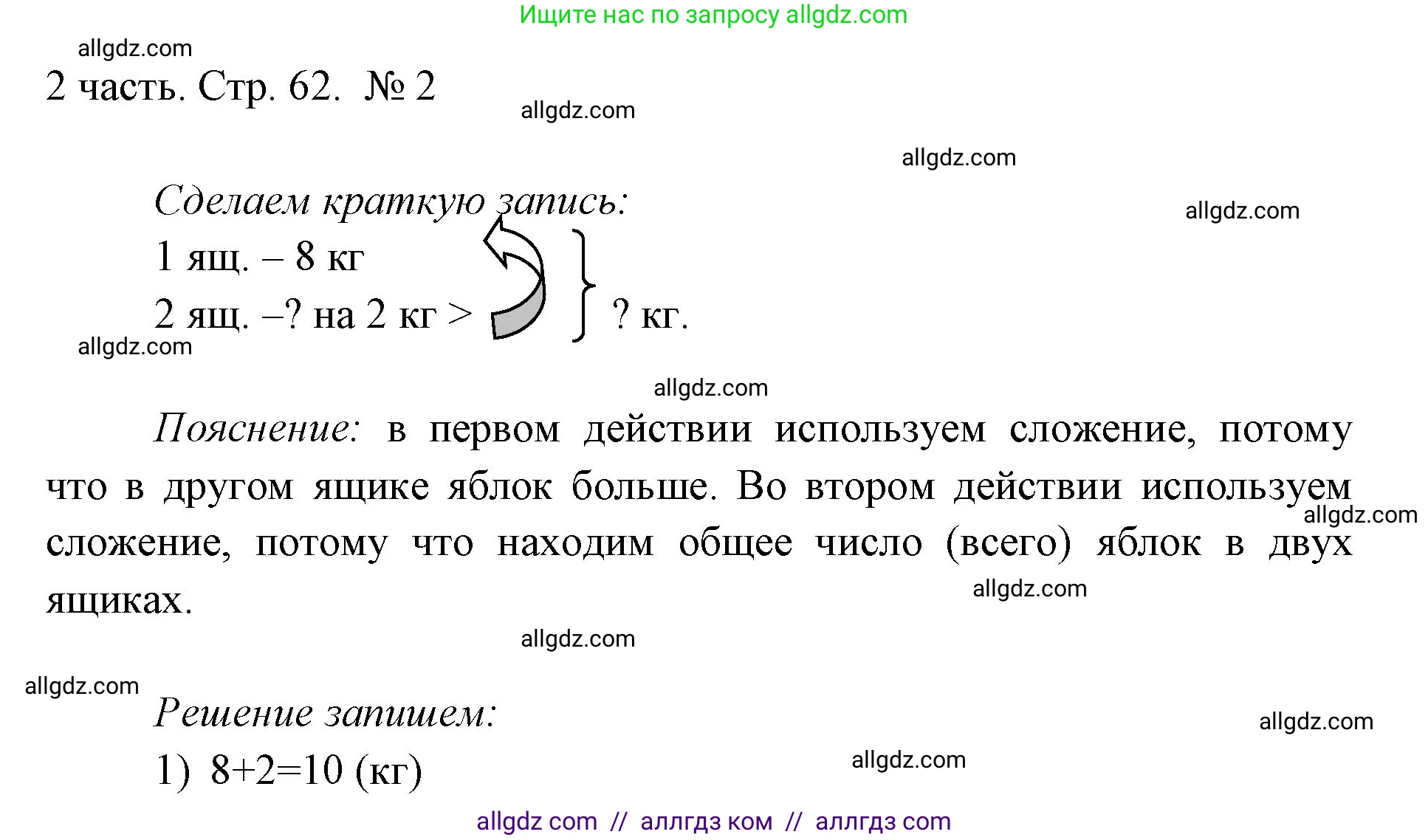 Математика, 1 класс Учебник, авторы: Моро Мария Игнатьевна, Волкова Светлана Ивановна, Степанова Светлана Вячеславовна, издательство Просвещение, Москва, 2023, белого цвета, Часть 2, страница 62, номер 2, Решение