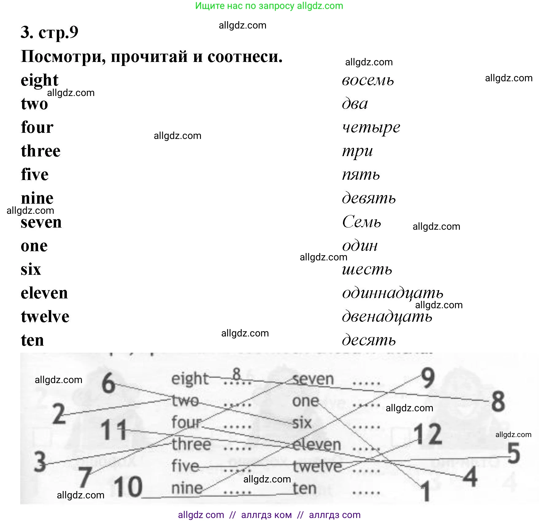 Английский язык (english), 2 класс контрольные задания (test booklet), авторы: Быкова Надежда Ильинична (Bykova Nadezhda), Поспелова Марина Давидовна (Pospelova Marina), Дули Дженни (Dooley Jenny), Эванс Вирджиния (Evans Virginia), издательство Просвещение, Москва, 2023, розового цвета, страница 9, номер 3, Решение 1