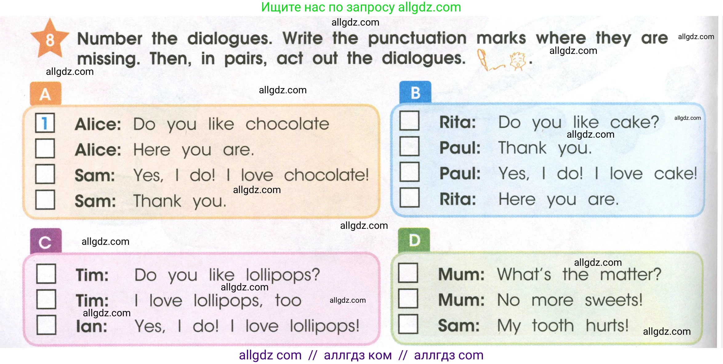 Английский язык (english), 2 класс Рабочая тетрадь (workbook), авторы: Баранова Ксения Михайловна (Baranova Ksenia), Дули Дженни (Dooley Jenny), Копылова Виктория Викторовна (Kopylova Victoria), Мильруд Радислав Петрович (Millrood Radislav), Эванс Вирджиния (Evans Virginia), издательство Просвещение, Москва, 2023, белого цвета, Часть ( Part) 2, страница 18, номер 8, Условие