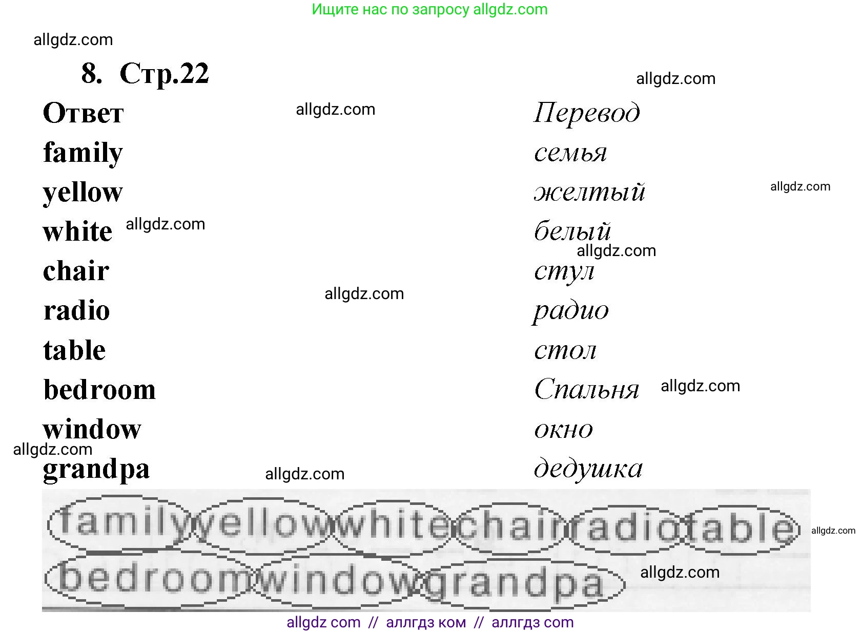 Английский язык (english), 2 класс Сборник упражнений, авторы: Быкова Надежда Ильинична (Bykova Nadezhda), Поспелова Марина Давидовна (Pospelova Marina), издательство Просвещение, Москва, 2023, розового цвета, страница 22, номер 8, Решение 1