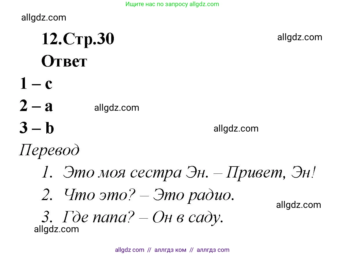 Английский язык (english), 2 класс Сборник упражнений, авторы: Быкова Надежда Ильинична (Bykova Nadezhda), Поспелова Марина Давидовна (Pospelova Marina), издательство Просвещение, Москва, 2023, розового цвета, страница 30, номер 12, Решение 1