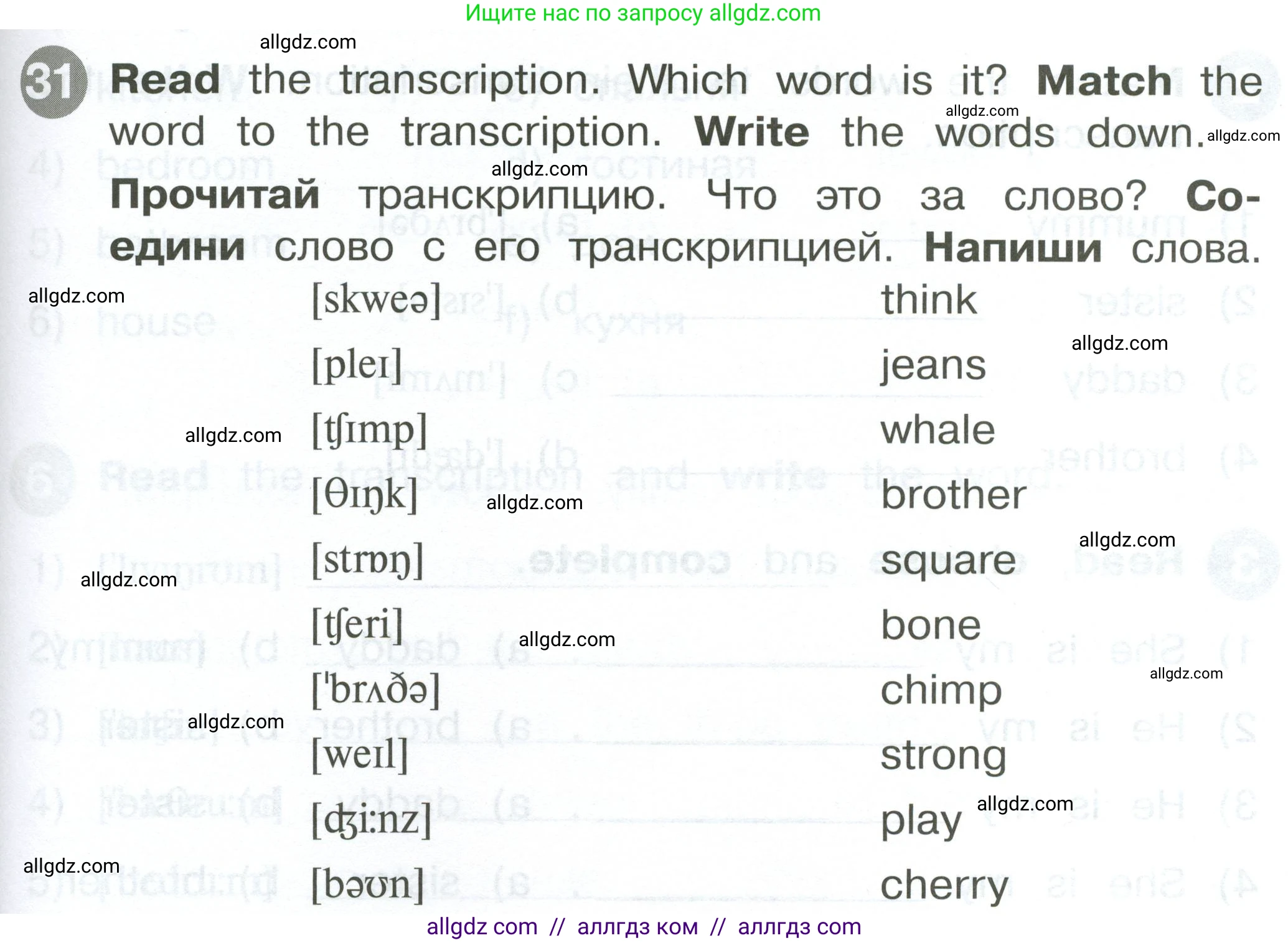 Английский язык (english), 2 класс Сборник упражнений, автор: Котова Марина Петровна, издательство Просвещение, Москва, 2023, белого цвета, страница 39, номер 31, Условие
