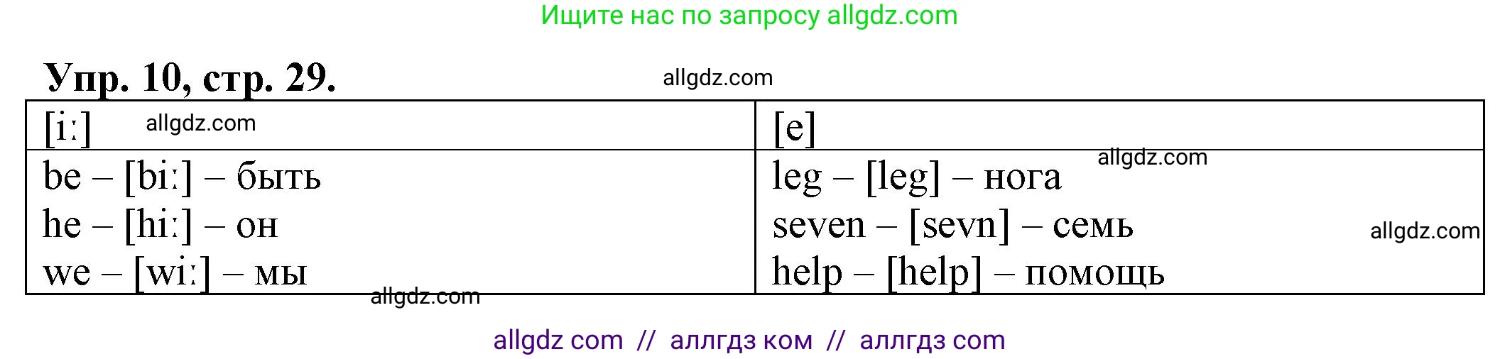 Английский язык (english), 2 класс Сборник упражнений, автор: Котова Марина Петровна, издательство Просвещение, Москва, 2023, белого цвета, страница 29, номер 10, Решение