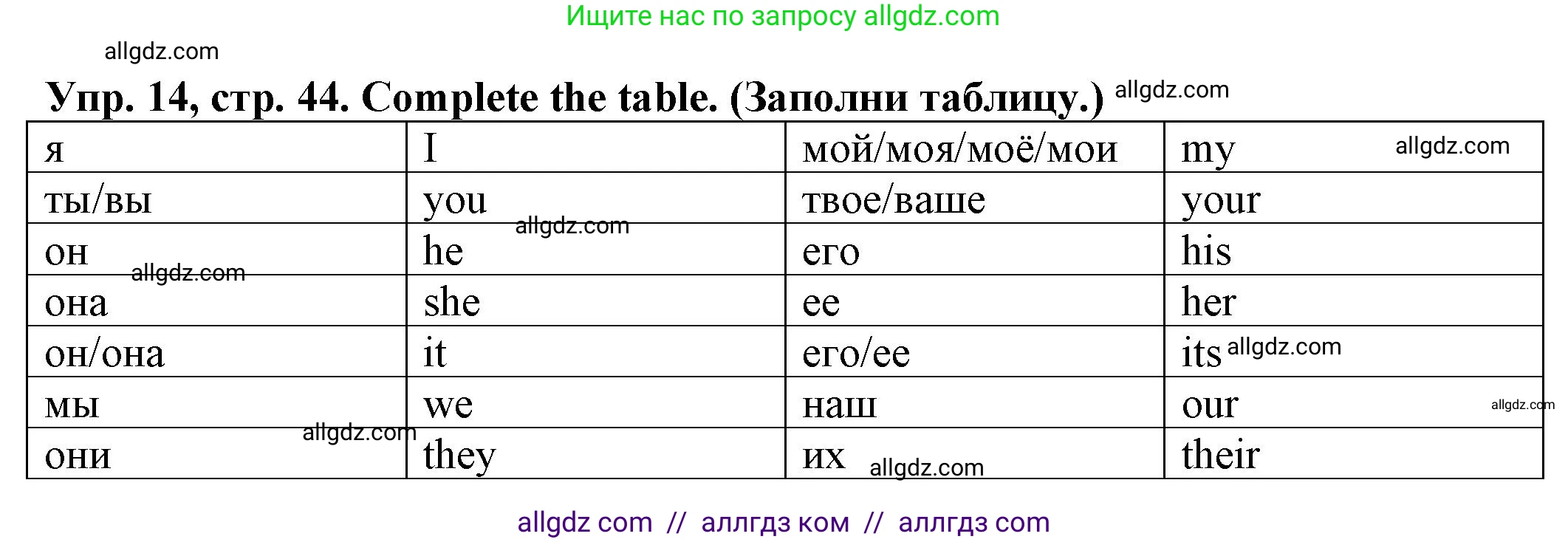 Английский язык (english), 2 класс Сборник упражнений, автор: Котова Марина Петровна, издательство Просвещение, Москва, 2023, белого цвета, страница 44, номер 14, Решение