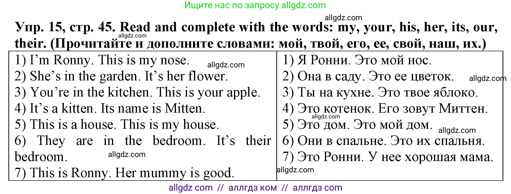 Английский язык (english), 2 класс Сборник упражнений, автор: Котова Марина Петровна, издательство Просвещение, Москва, 2023, белого цвета, страница 45, номер 15, Решение