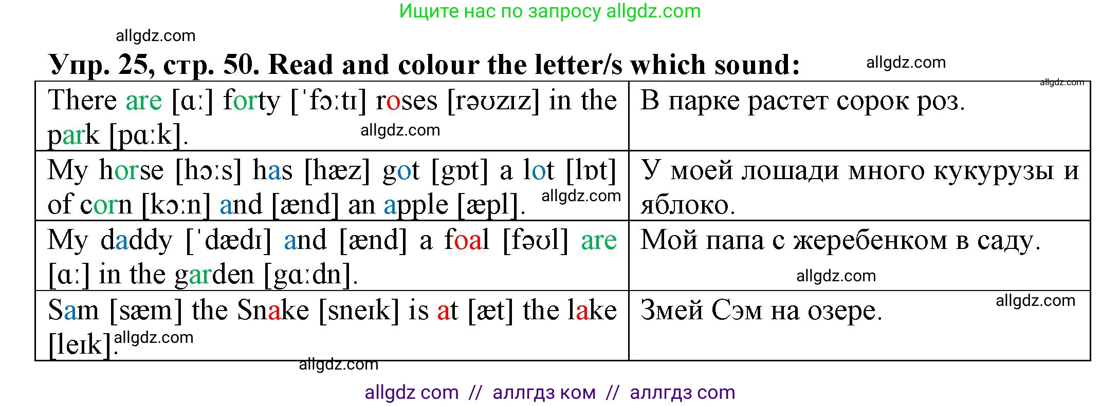 Английский язык (english), 2 класс Сборник упражнений, автор: Котова Марина Петровна, издательство Просвещение, Москва, 2023, белого цвета, страница 50, номер 25, Решение