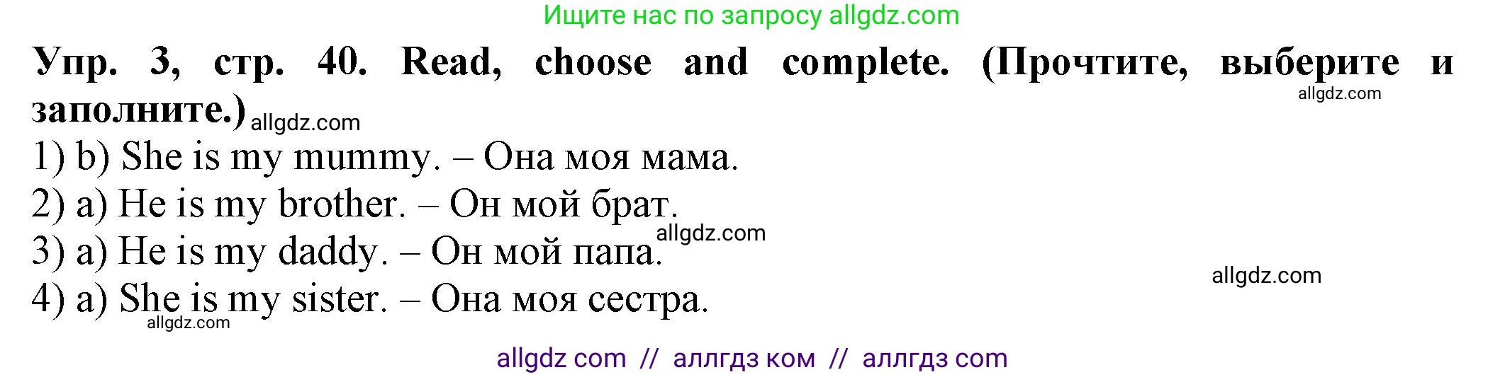 Английский язык (english), 2 класс Сборник упражнений, автор: Котова Марина Петровна, издательство Просвещение, Москва, 2023, белого цвета, страница 40, номер 3, Решение